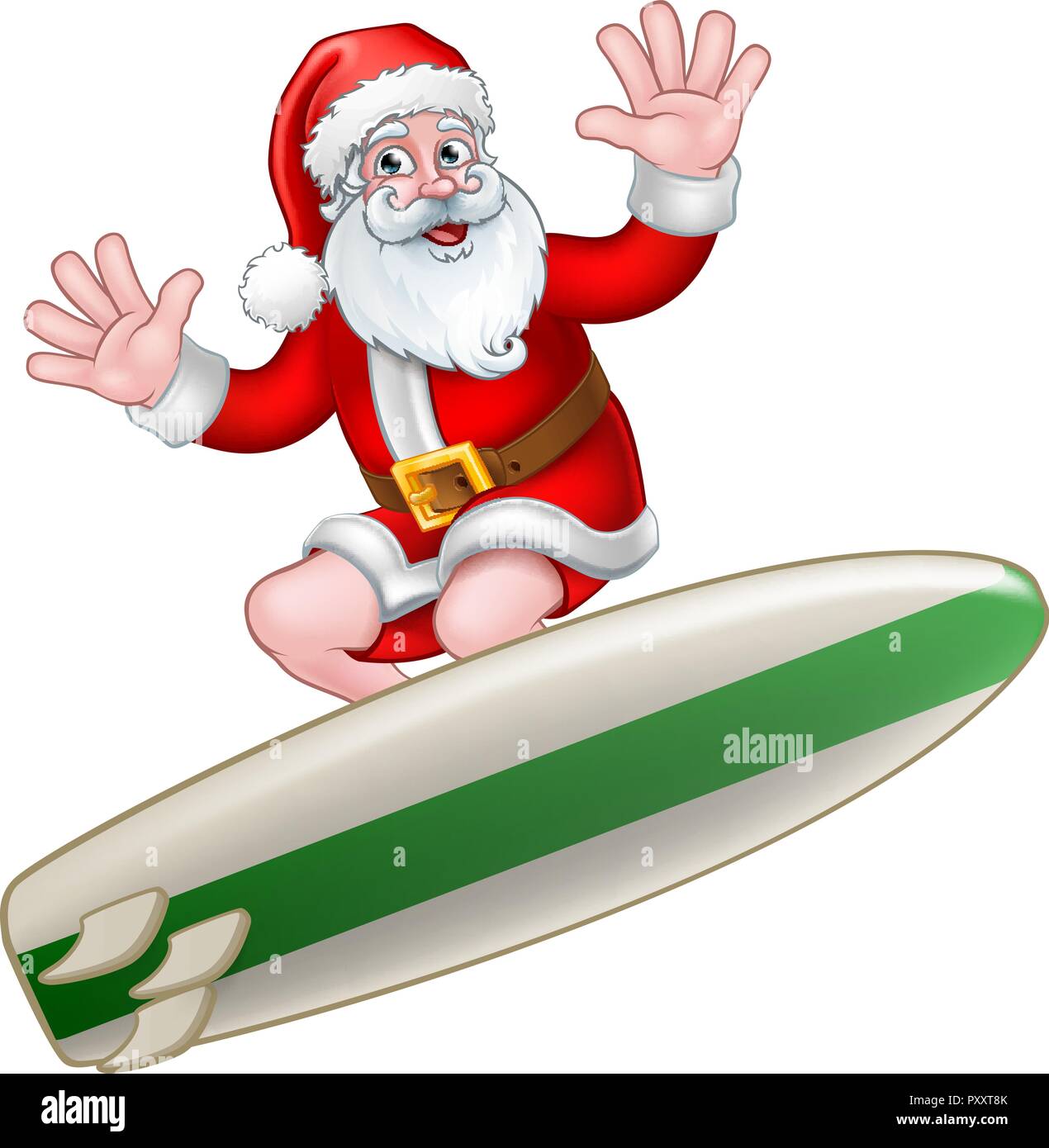 Santa Claus Noël Surf Cartoon Illustration de Vecteur