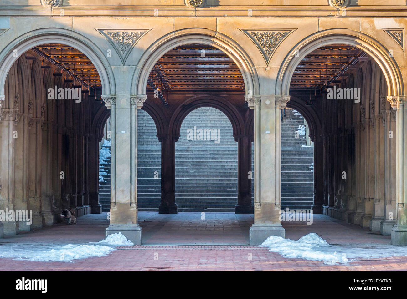 Bethesda Terrace Central Park en hiver tunnel Banque D'Images