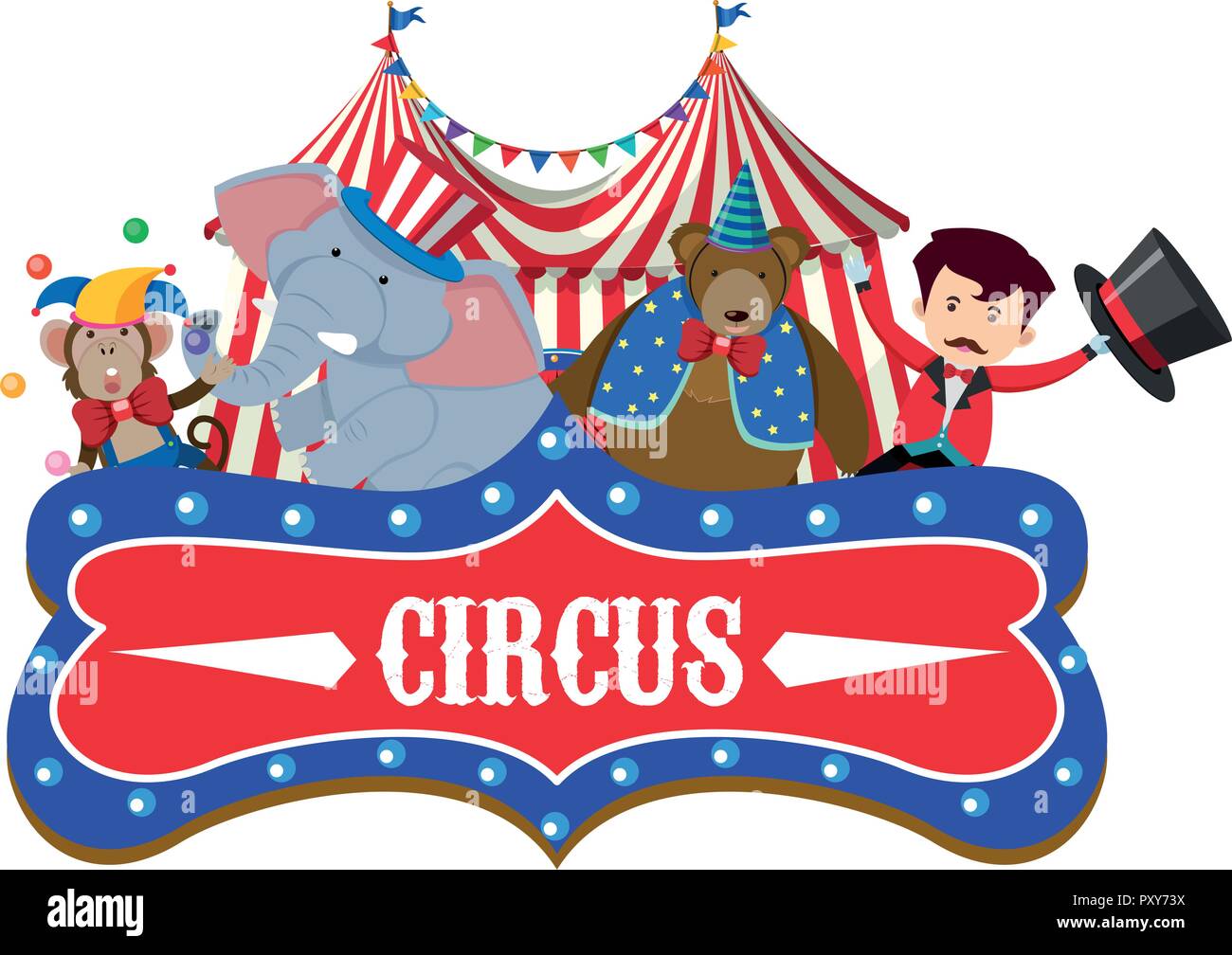 Un cirque bannière sur fond blanc illustration Illustration de Vecteur