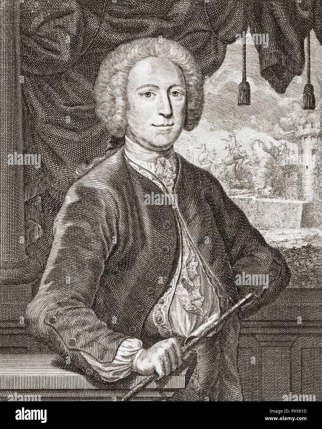 George Anson, 1er baron Anson, 1697-1762. L'amiral britannique et riche aristocrate remarqué pour son circumnavigatiion du globe. Banque D'Images