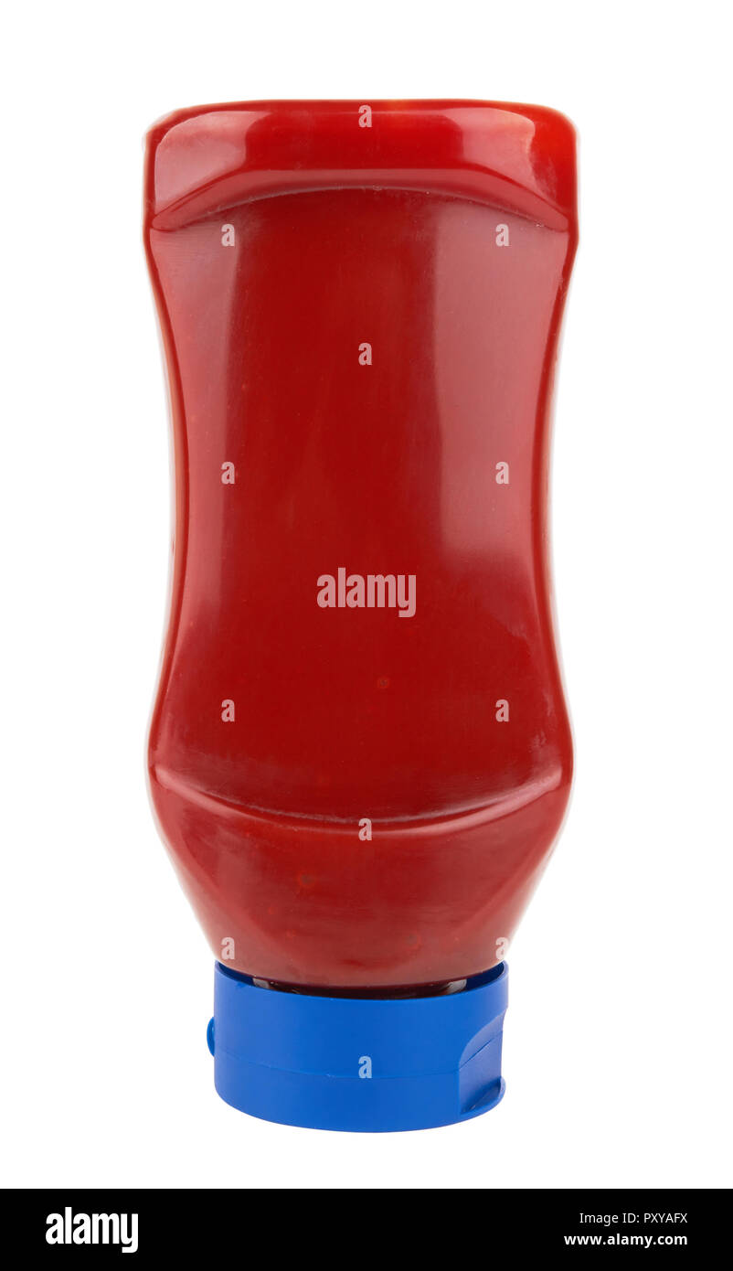 Bouteille de sauce tomate isolated on white Banque D'Images