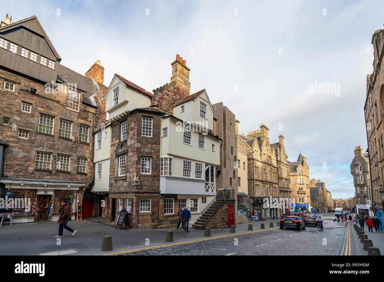Vue de la maison de John Knox et l'historique Royal Mile à Édimbourg Vieille Ville d'Édimbourg, en Écosse, au Royaume-Uni. Banque D'Images