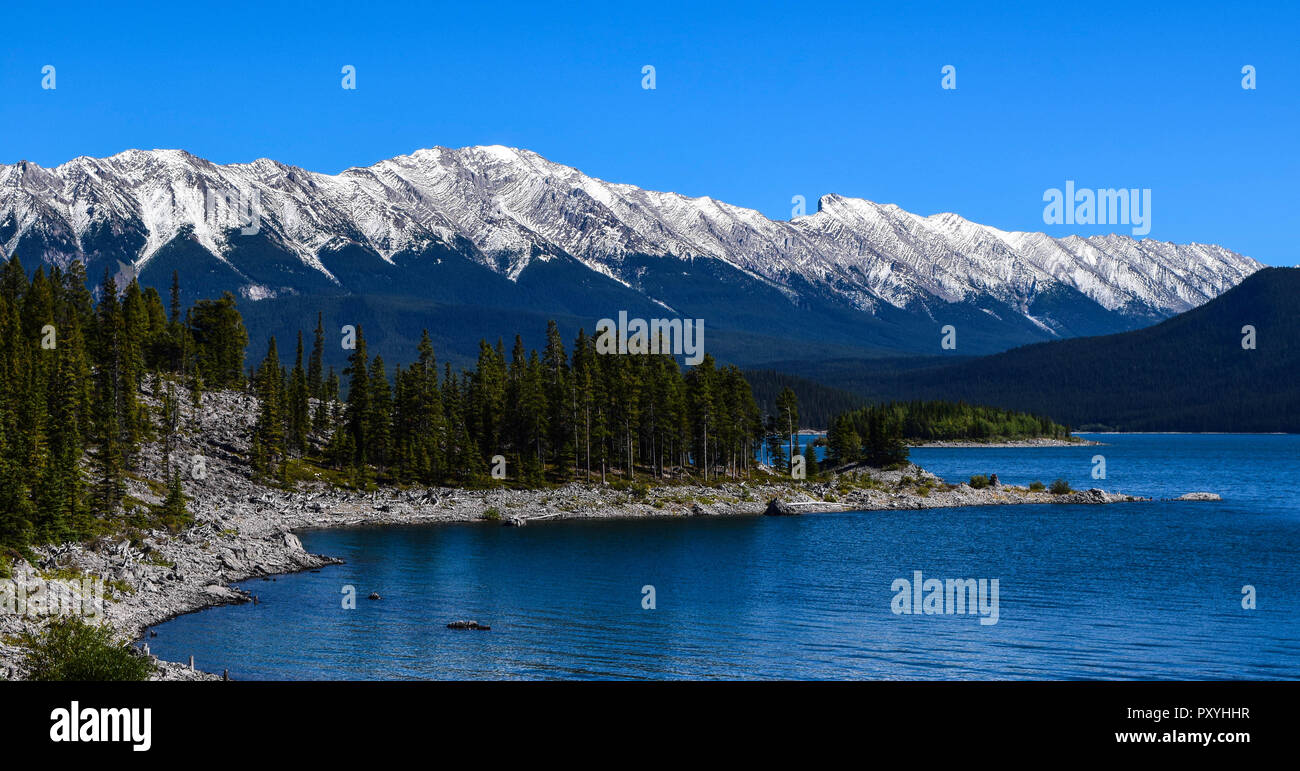 Paysage sur la partie supérieure du lac Kananaskis trail dans les Rocheuses Banque D'Images