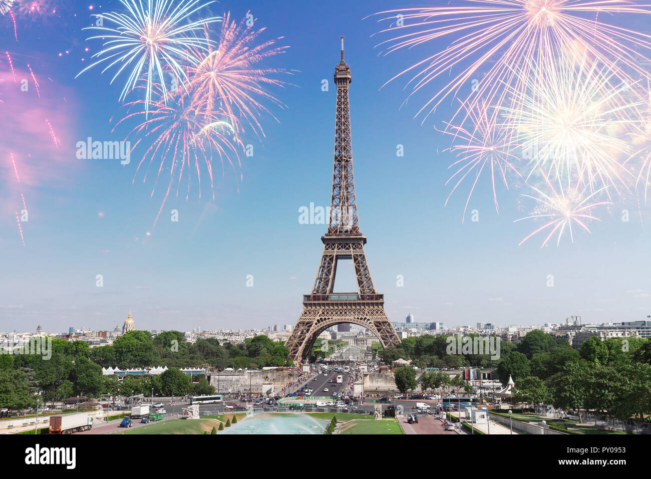 La Tour Eiffel et Paris cityscape Banque D'Images