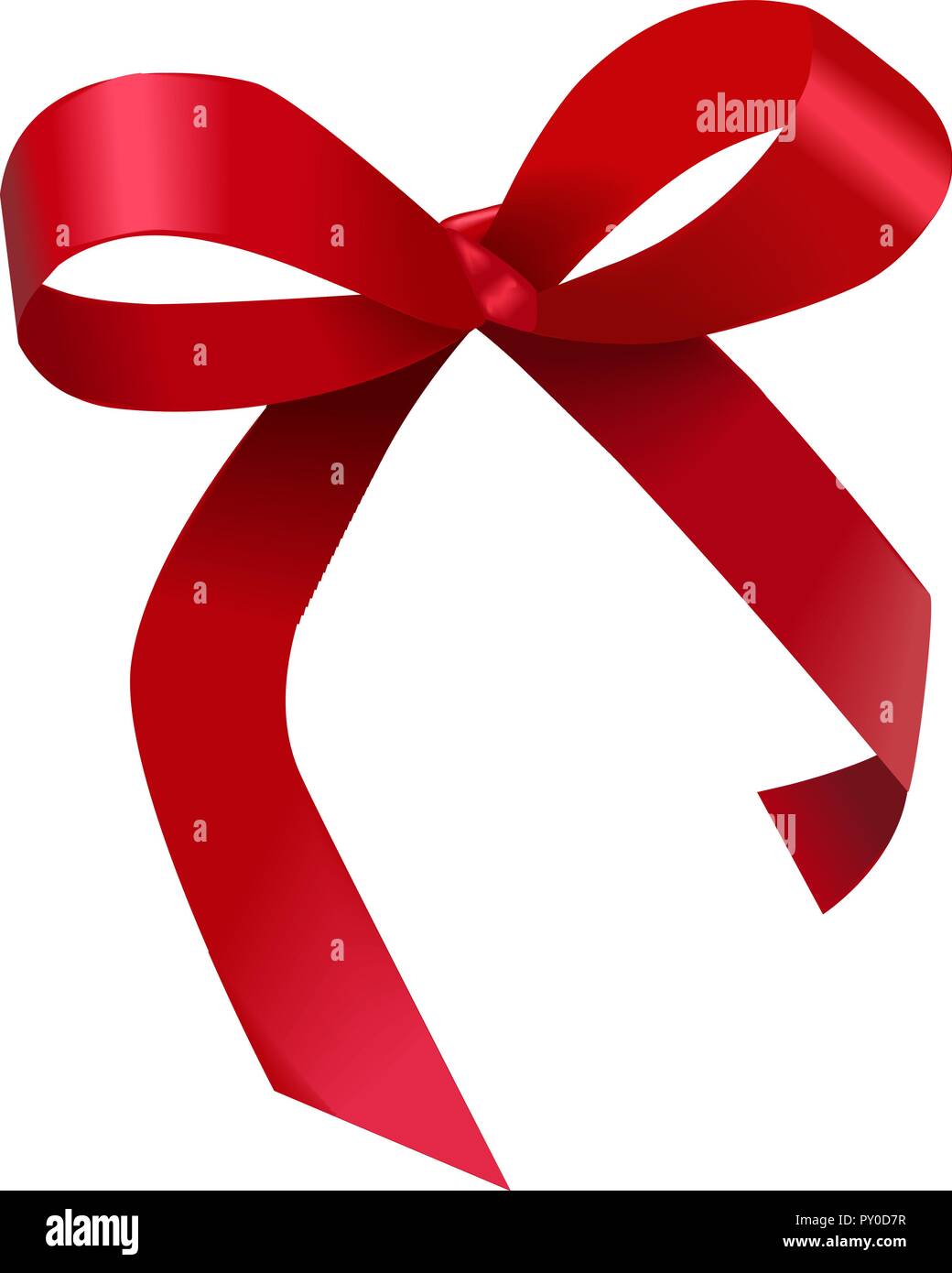 Arc rouge décoratif avec ruban rouge. Pour l'arc vecteur page décoration isolé sur blanc. oncept idée de logo, tag, bannière, publicité, imprimés, rétractable Illustration de Vecteur
