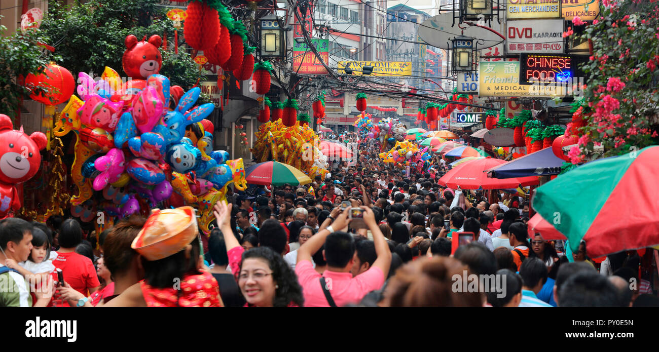 Célébration du Nouvel An chinois dans le quartier chinois, Manille, Philippines Banque D'Images