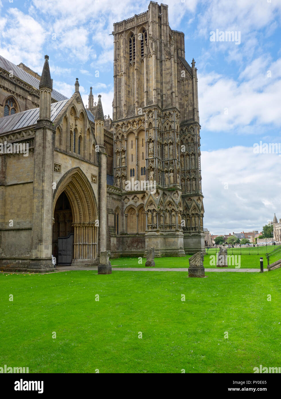 Wells Cathedral et côté nord.Wells, Somerset, UK Banque D'Images