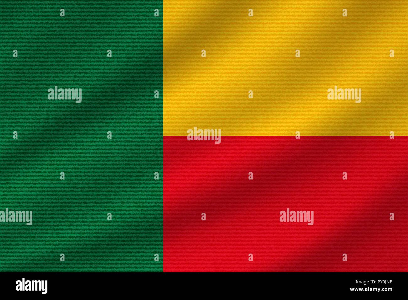 Drapeau national du Bénin sur l'ondulé tissu en coton. Vector illustration réaliste. Illustration de Vecteur Drapeau national du Bénin sur l'ondulé tissu en coton. Vector illustration réaliste. Illustration de Vecteur