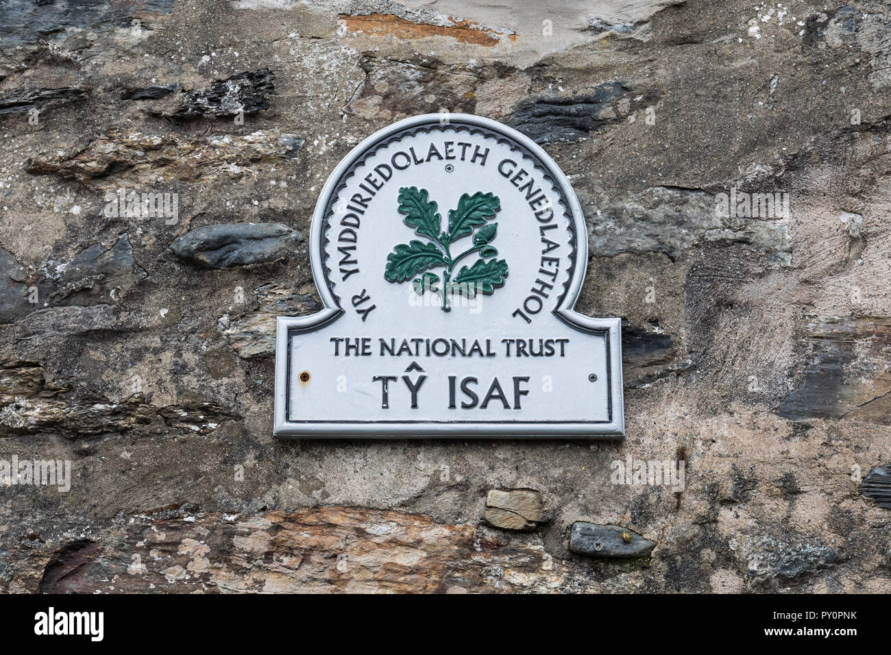 Le National Trust Tŷ signe la FIAS de Beddgelert -, au nord du Pays de Galles, Royaume-Uni Banque D'Images