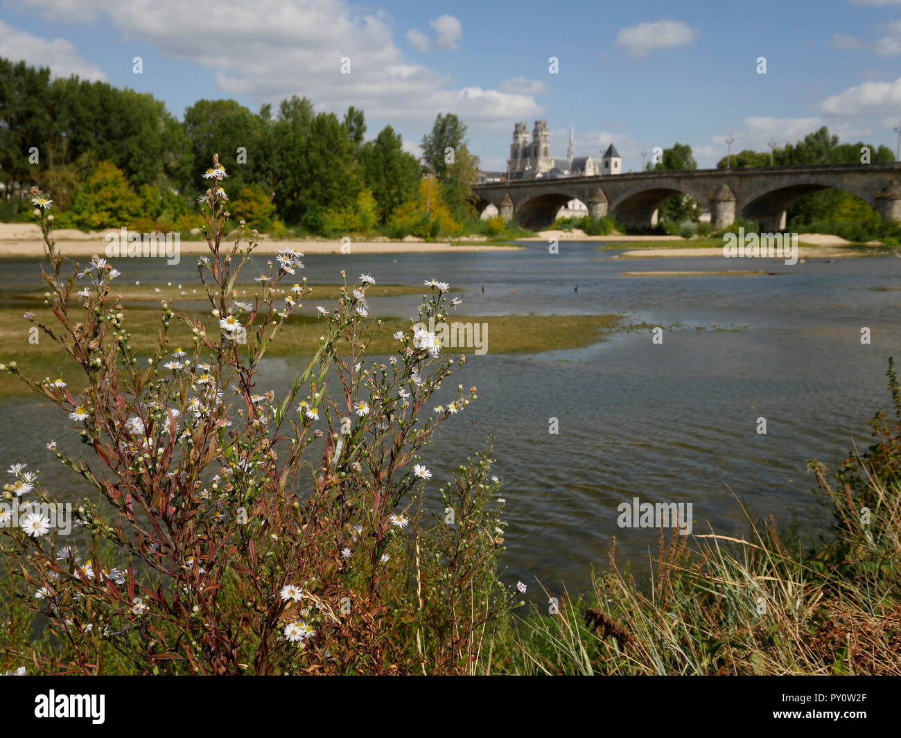 AJAXNETPHOTO. Orléans, France. - TURNER PEINT ICI - VOIR L'ENSEMBLE DU SUD DE LA LOIRE, DE L'ANCIEN QUAI NEUF ENVIRON DE L'ENDROIT OÙ L'artiste anglais Joseph Mallord William TURNER (1775-1851) a dessiné UNE VUE SUR LE PONT GEORGE V ET DE LA CATHÉDRALE SAINTE-CROIX SUR SA TOURNÉE 1826 DE LA VALLÉE DE LA LOIRE. PHOTO:JONATHAN EASTLAND/AJAX REF:182009 GX8  487 Banque D'Images