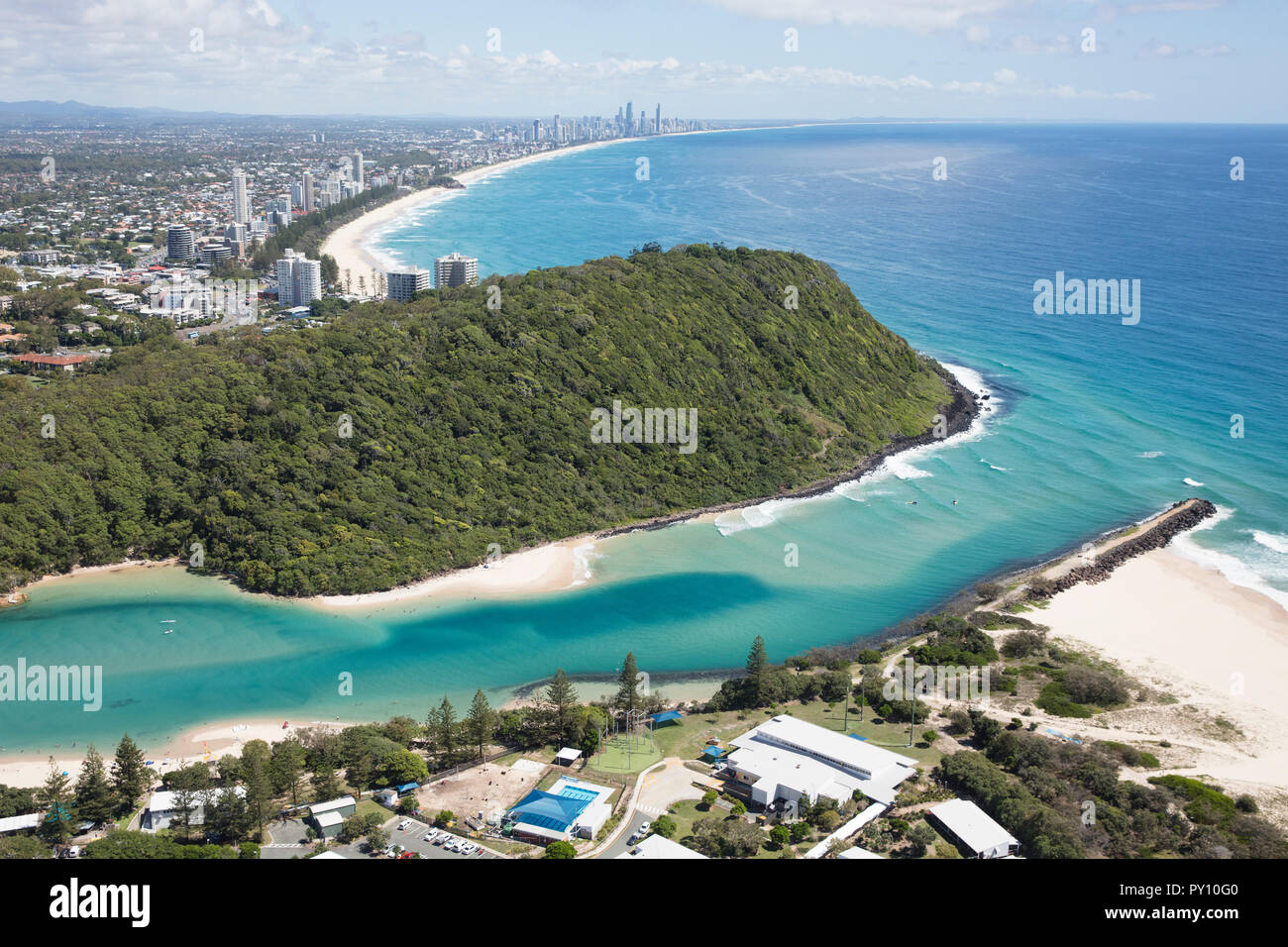 Vue aérienne de Tallebudgera Creek, Gold Coast, Queensland, Australie Banque D'Images