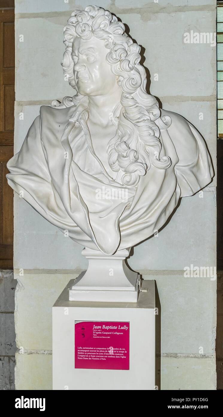 Buste de Jean-Baptiste Lully au Château de Chambord. Banque D'Images