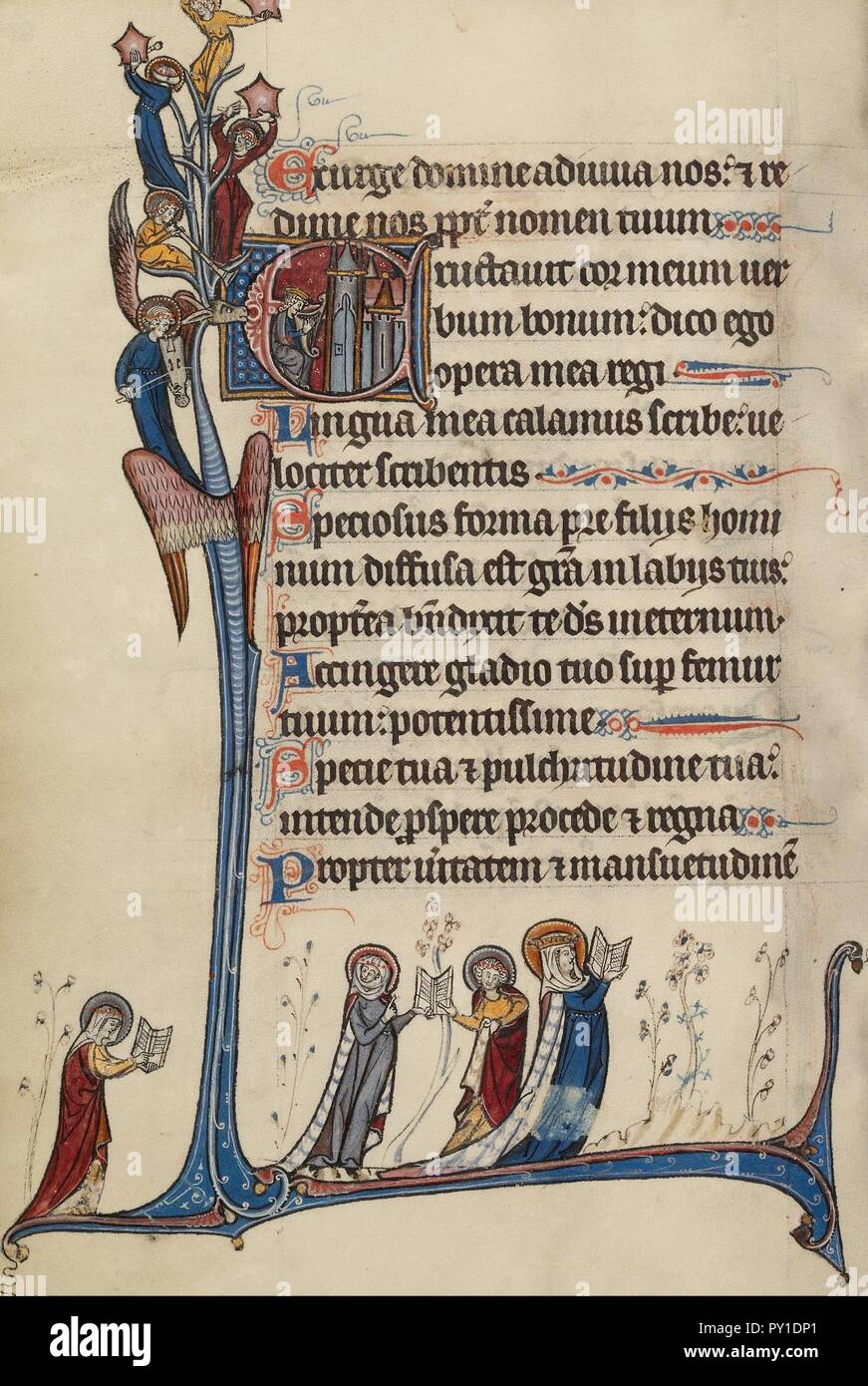 Master franco-flamande, Bute (actif vers 1260 - 1290) - Premier E- David jouant de la harpe Banque D'Images