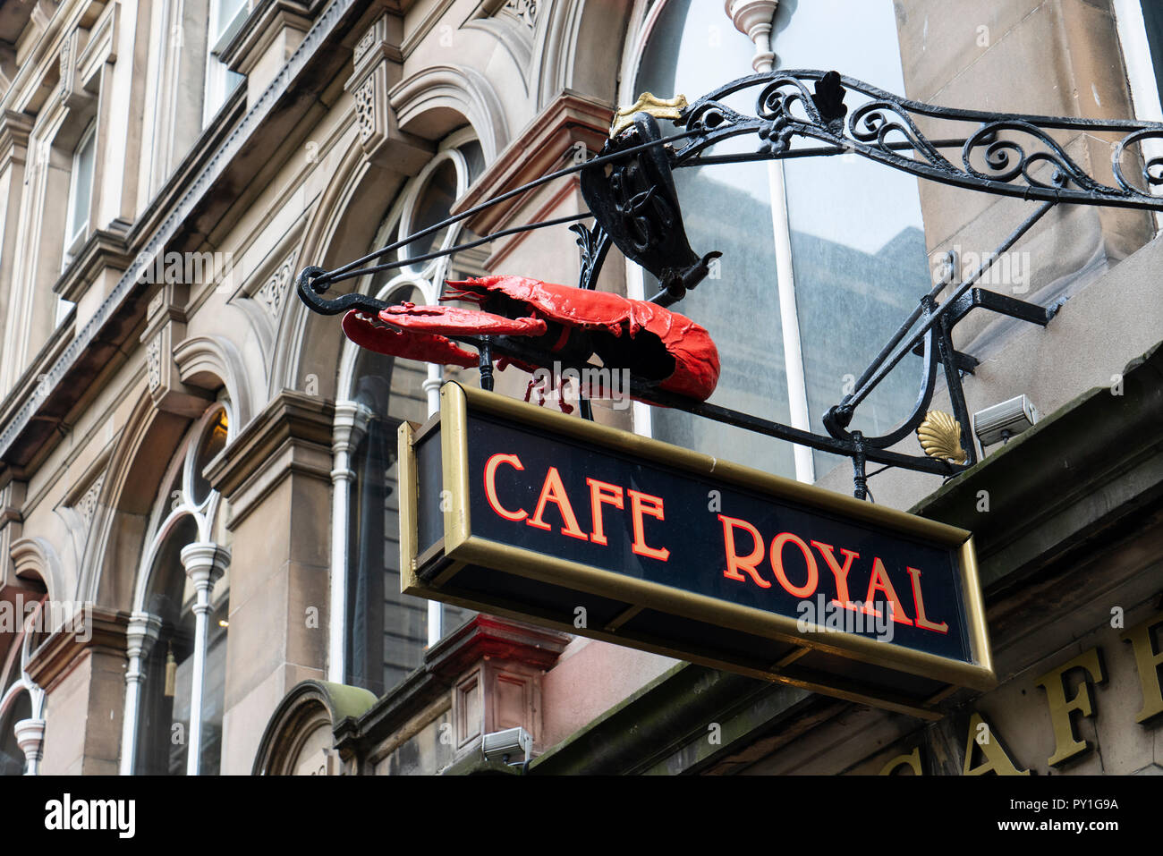 Enseigne à l'extérieur célèbre Café Royal à Édimbourg, Écosse, Royaume-Uni Banque D'Images