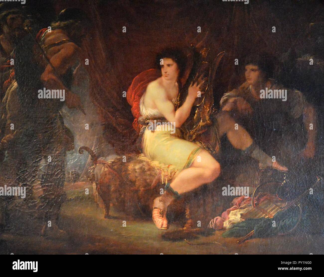 Achille, jouant de la lyre sous sa tente avec Patrocle, est surpris par Ulysse et Nestor - Giuseppe Cades - Q18573844. Banque D'Images