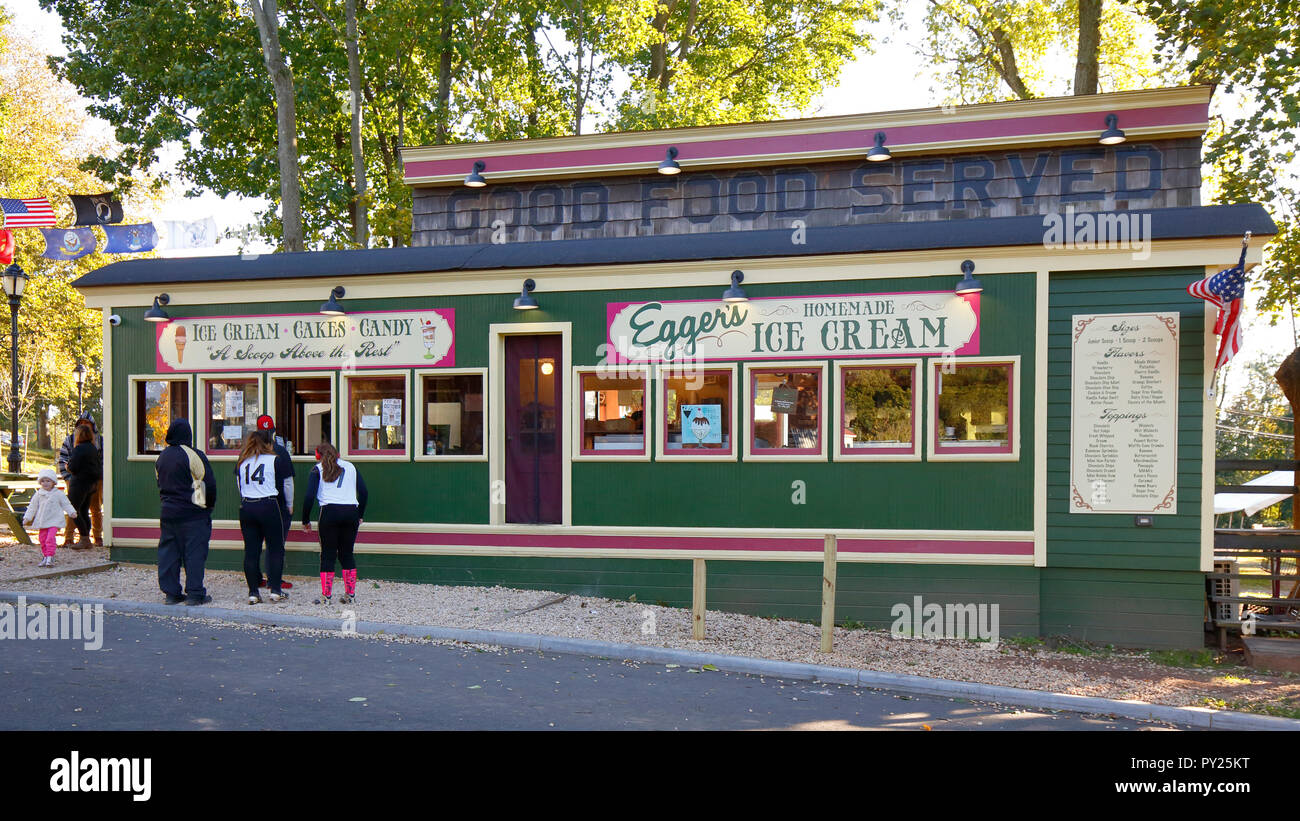 Eggers glaces faites maison, à la ville de Richmond, Staten Island, dans l'extérieur d'une glace café Banque D'Images