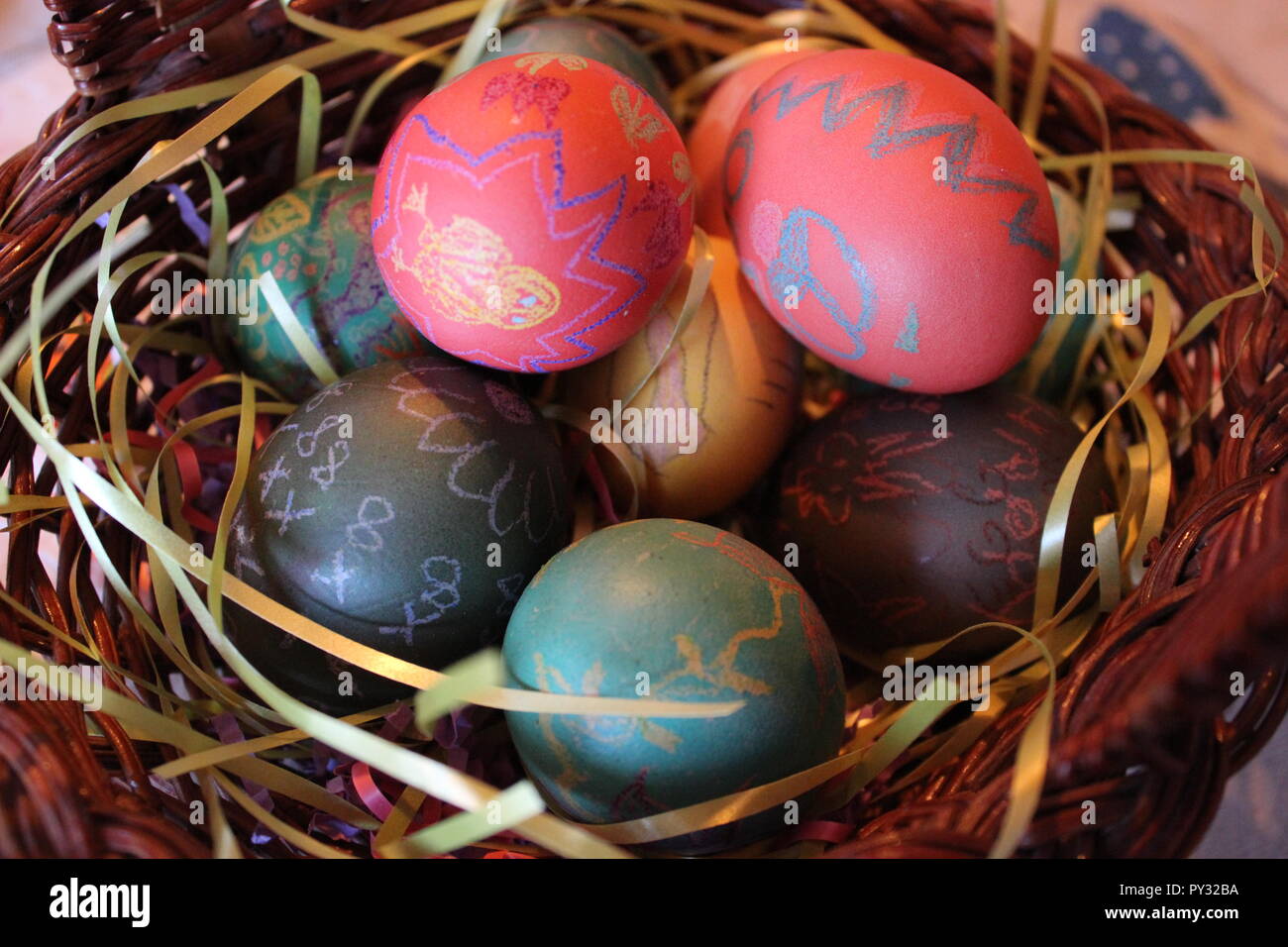 Oeufs de Pâques décorés Banque D'Images