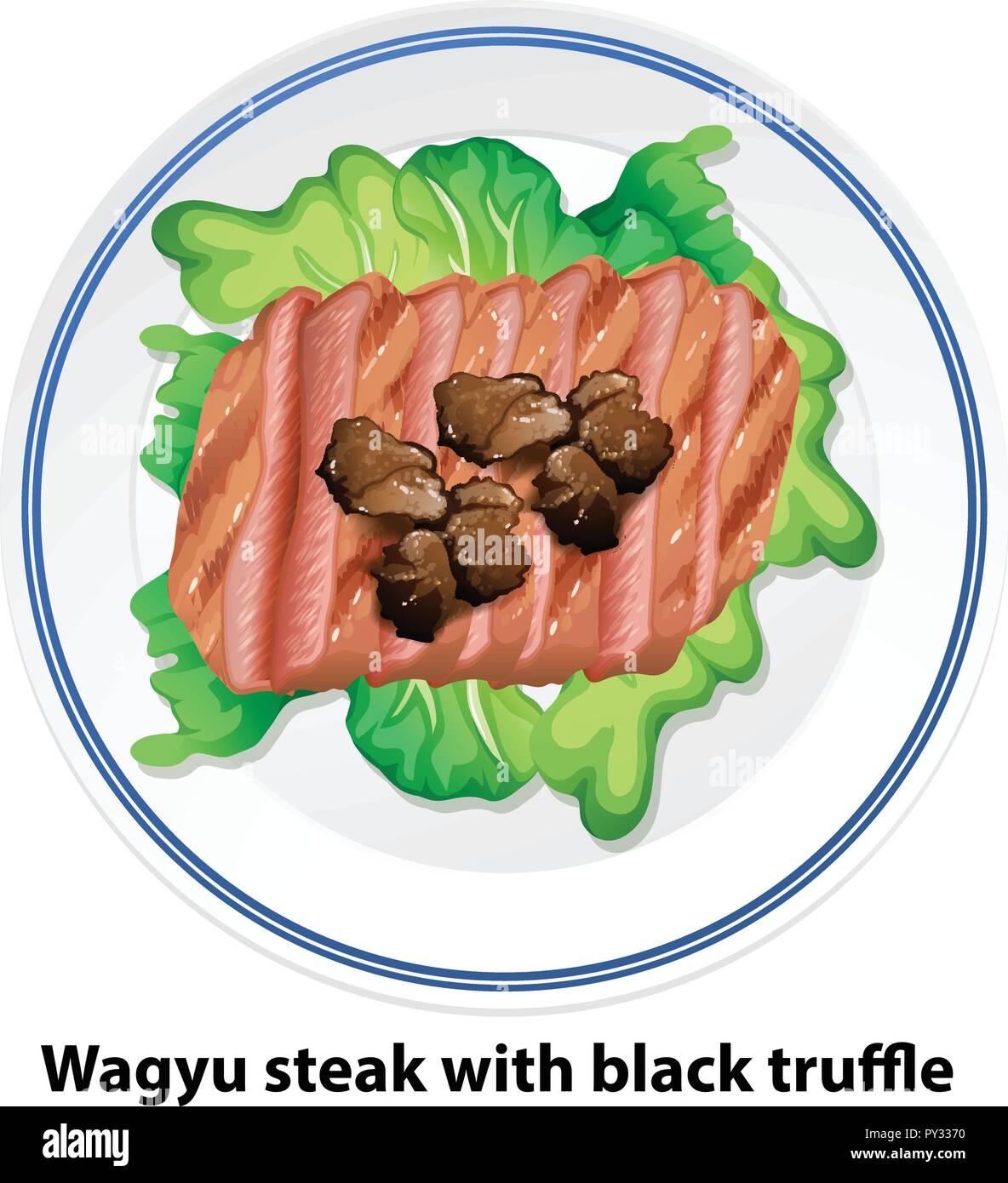 Steak Wagyu avec illustration de la truffe noire Illustration de Vecteur