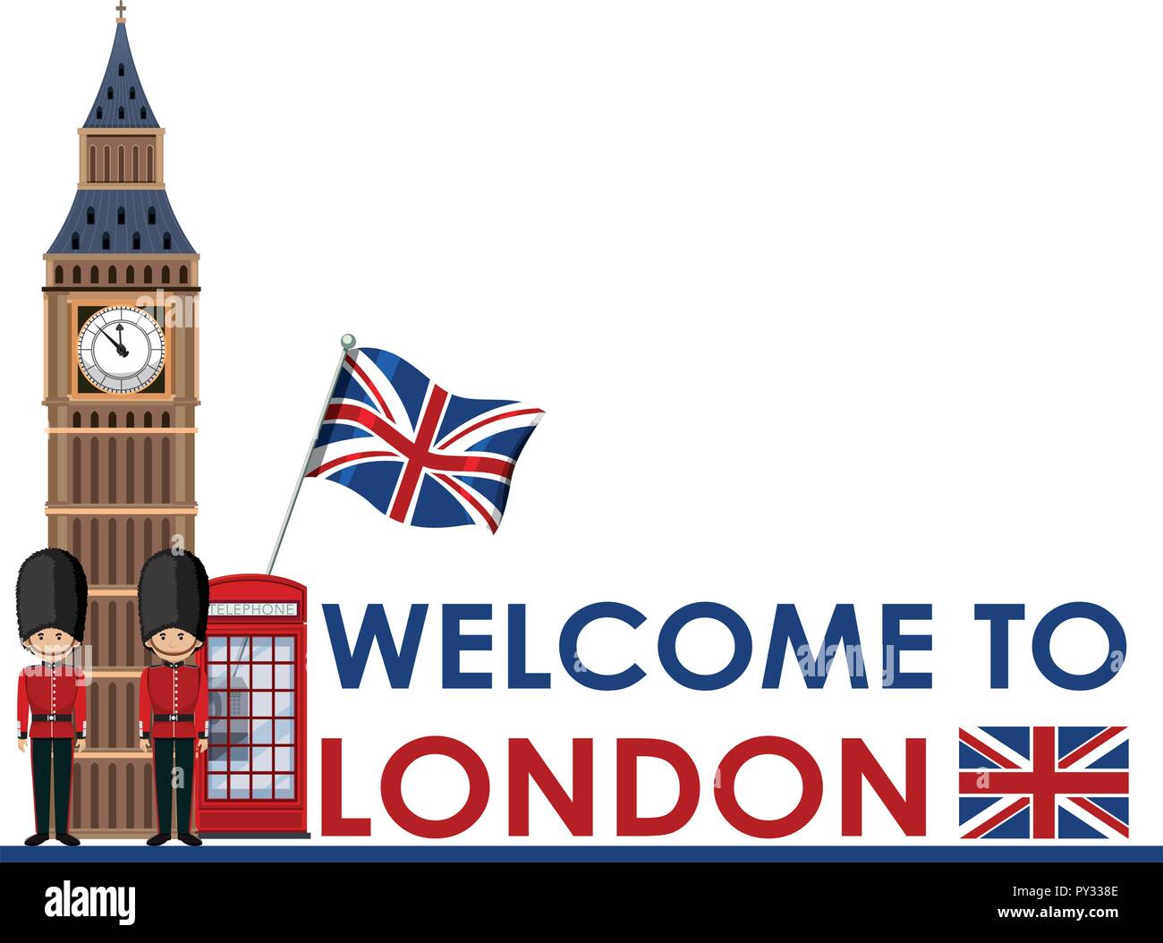 Welome to London landmarks illustration Illustration de Vecteur
