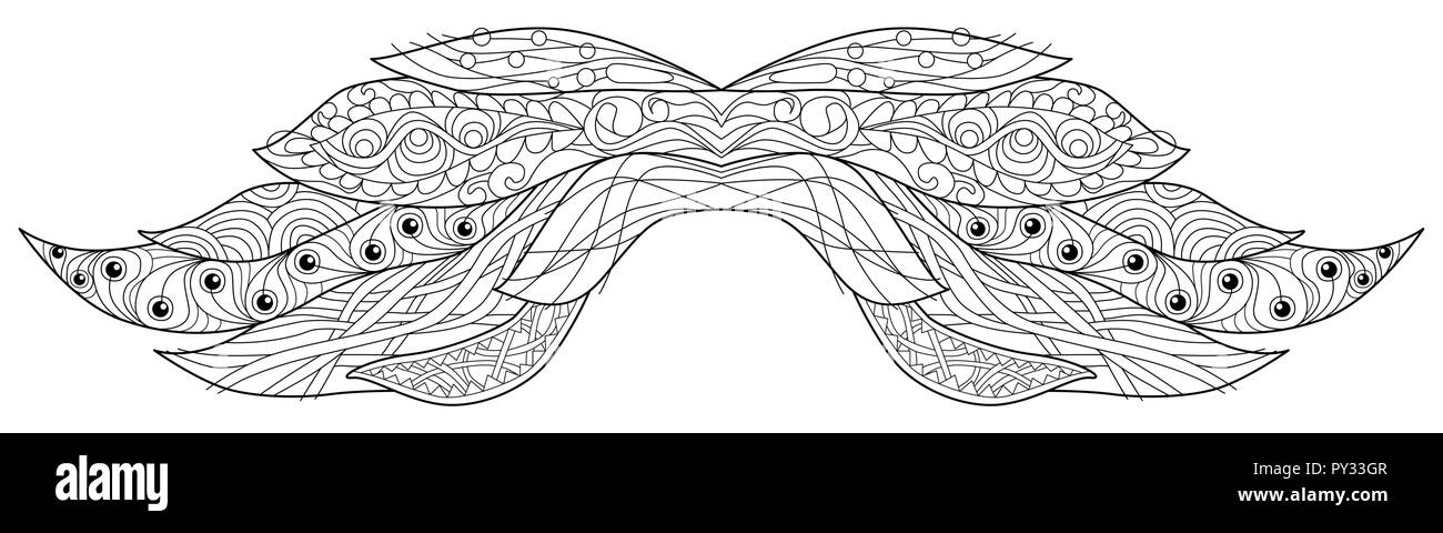 Moustache de style zentangle aux lignes épurées pour un livre à colorier pour anti stress, t-shirt, tatouage et autres décorations Illustration de Vecteur