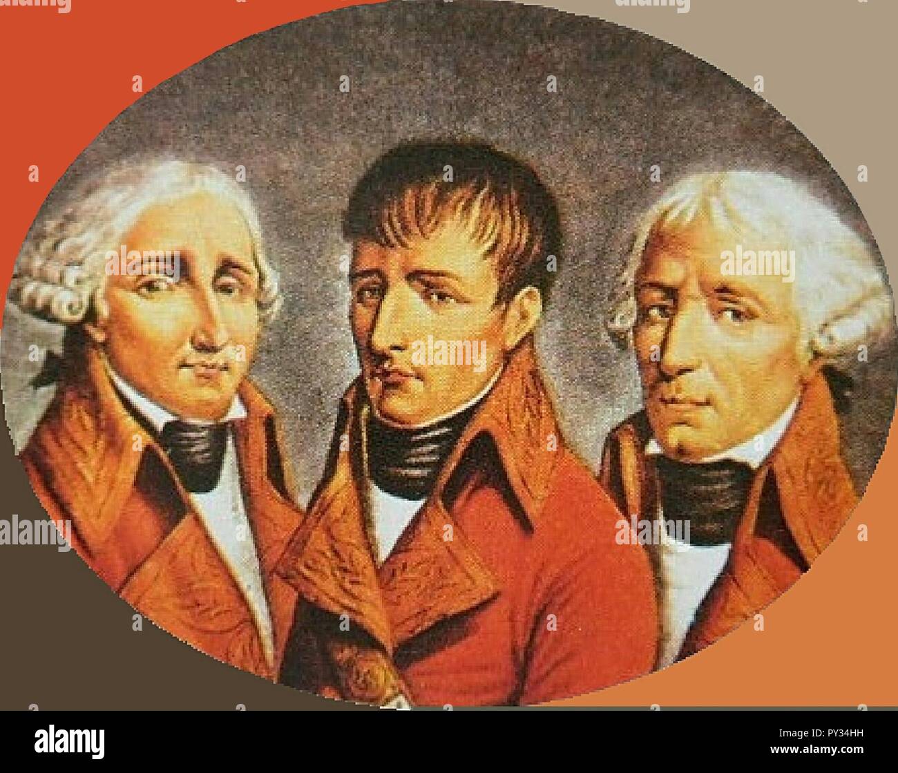 Bonaparte, Cambacérès et Lebrun membres du consulat en 1799. Banque D'Images
