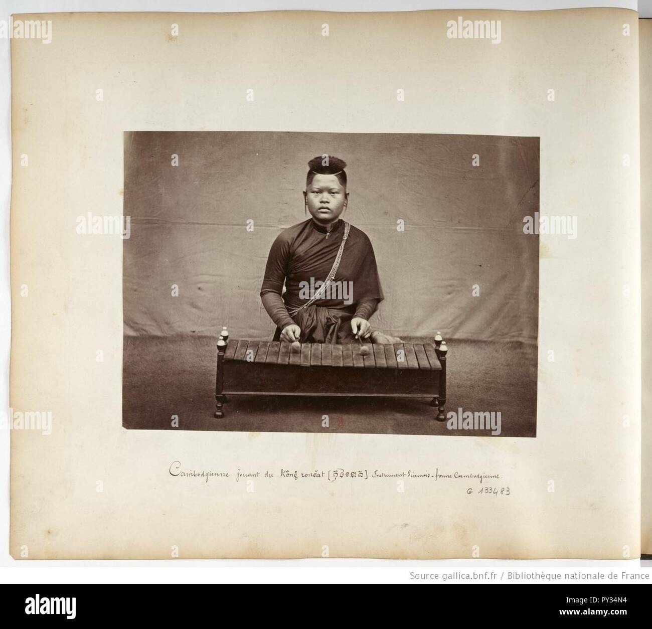 Cambodge xylophone par Émile Gsell à partir de son livre Voyage de l'Égypte à l'Indochine. Banque D'Images