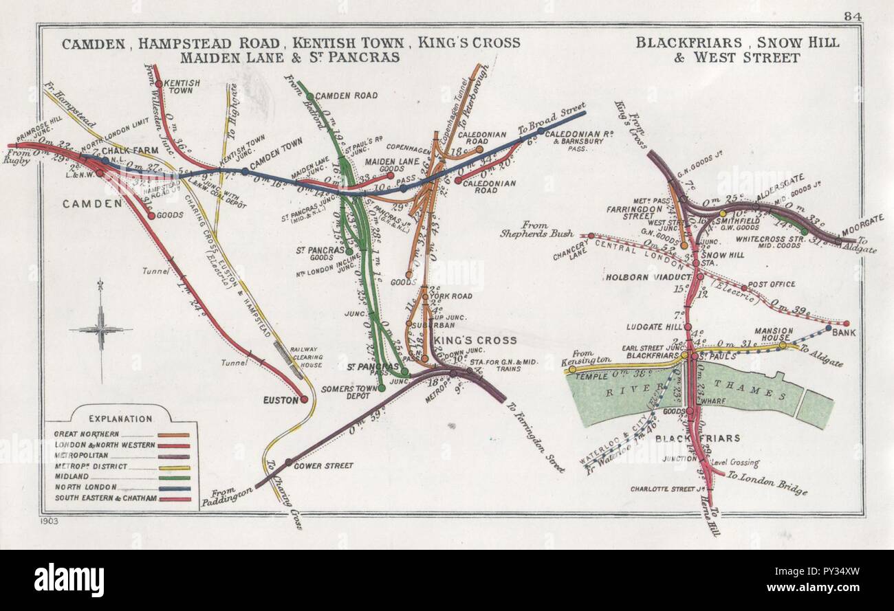 Camden, Hampstead Road, Kentish Town, King's Cross, Maiden Lane & St Pancras Blackfriars, Snow Hill et West Street RJD 84. Banque D'Images