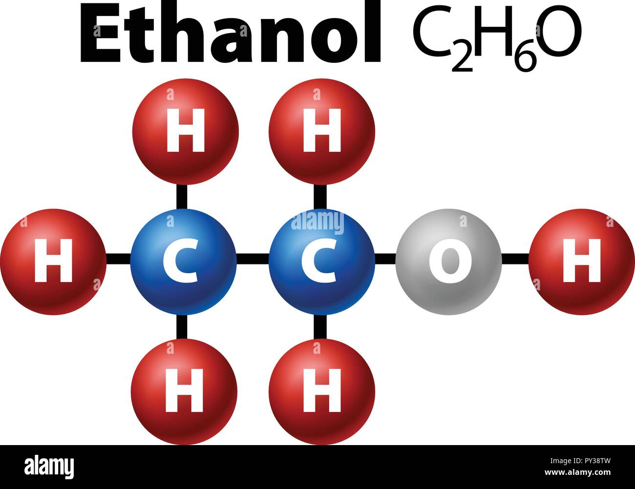 Molécule d'éthanol illustration diagramme Illustration de Vecteur