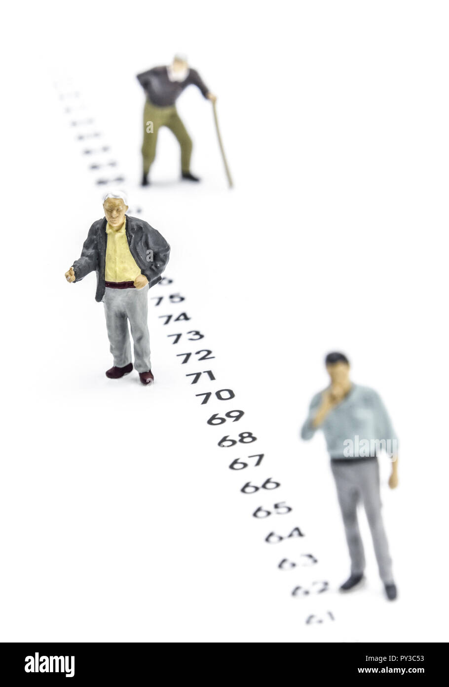 Un Zeitstrahl Figuerchen stehen, Rentenalter Banque D'Images