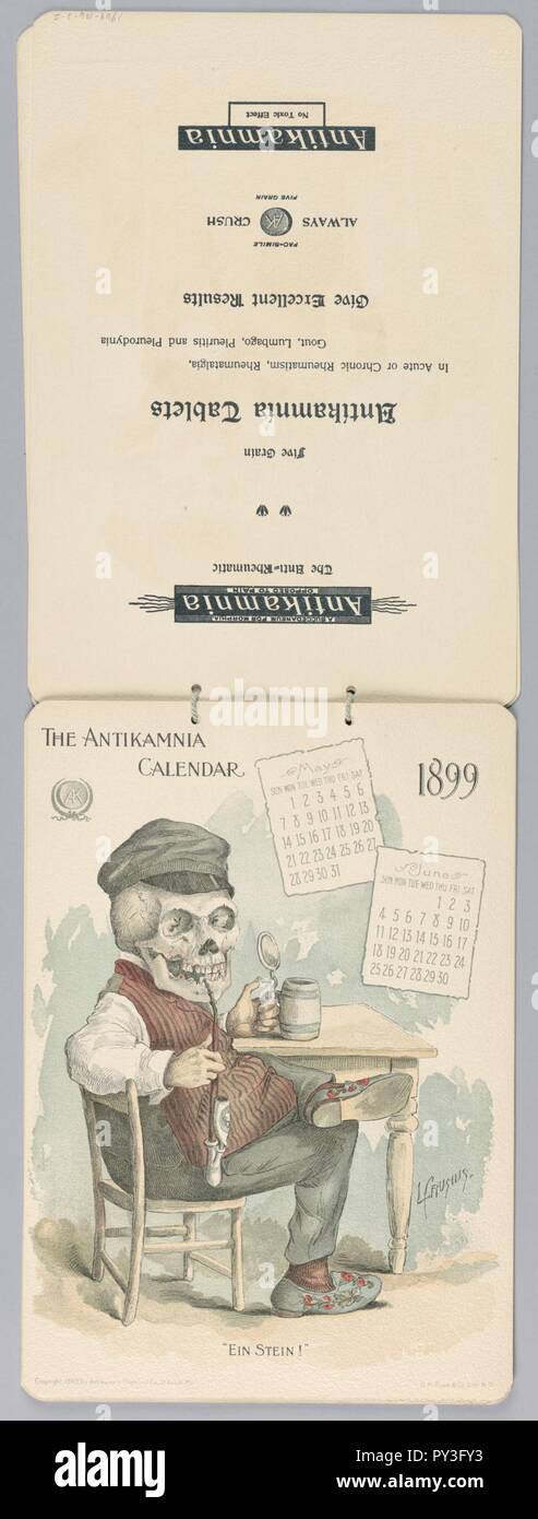 Calendrier, le calendrier, 1899 Antikamnia Banque D'Images