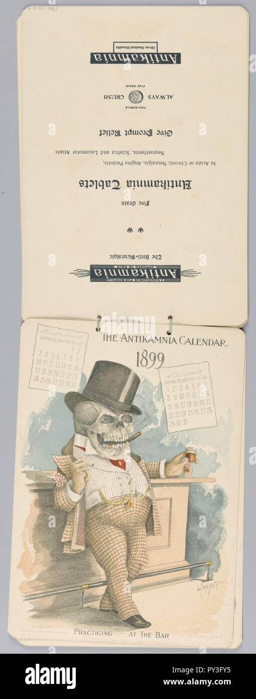Calendrier, le calendrier, 1899 Antikamnia Banque D'Images
