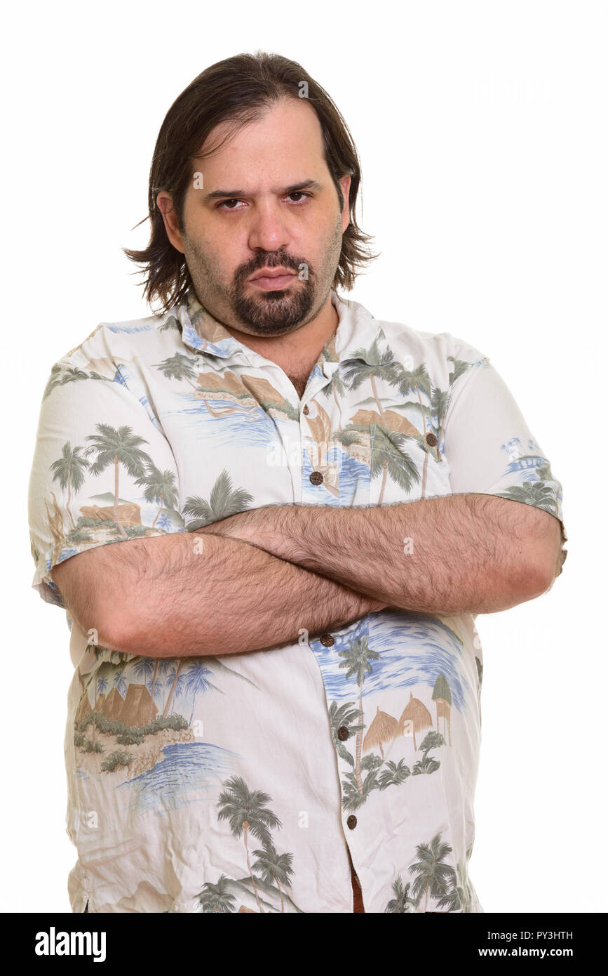 Fat Man water with arms crossed Banque D'Images