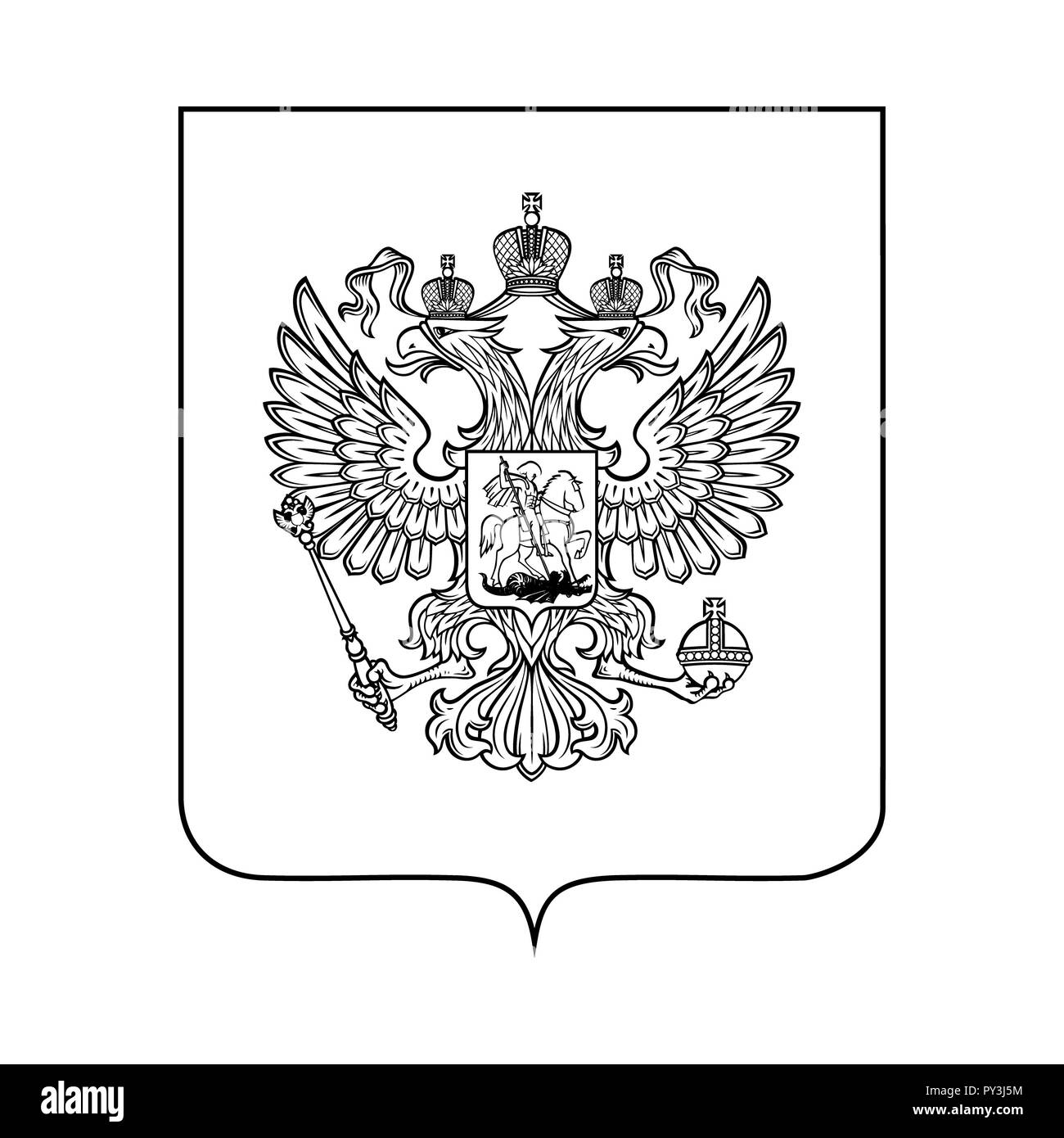 Symbole de la Russie. Emblème noir et blanc Banque D'Images