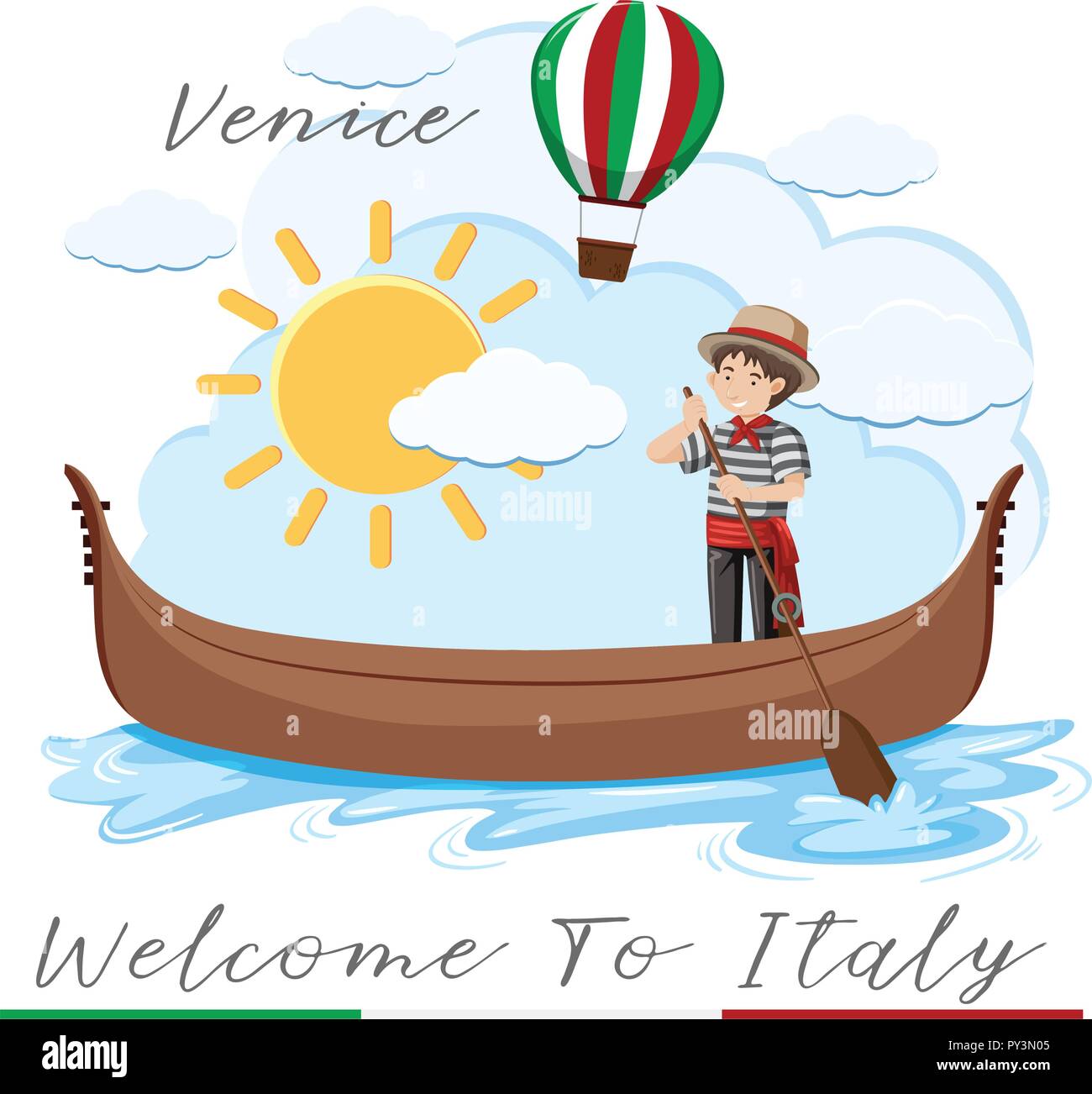 Bienvenue en Italie avec Venise voile illustration Illustration de Vecteur