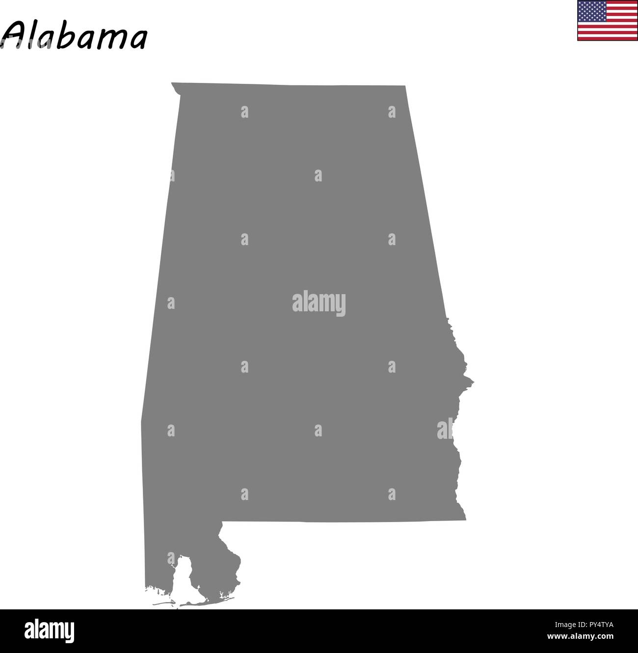 Carte haute qualité État des États-Unis. L'Alabama Illustration de Vecteur