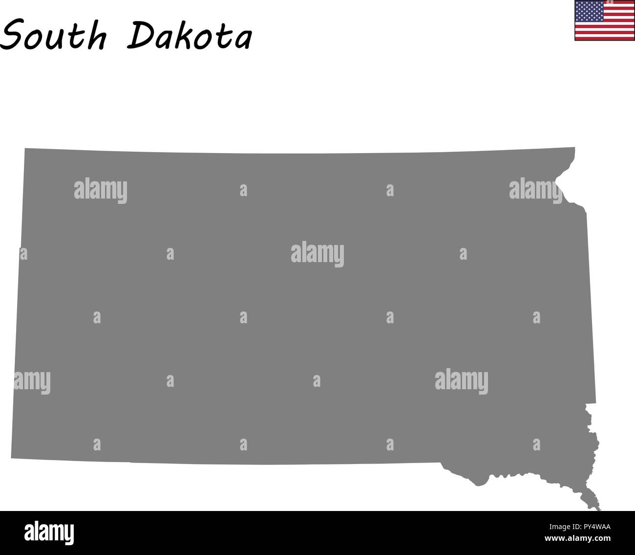 Carte haute qualité État des États-Unis. Le Dakota du Sud Illustration de Vecteur