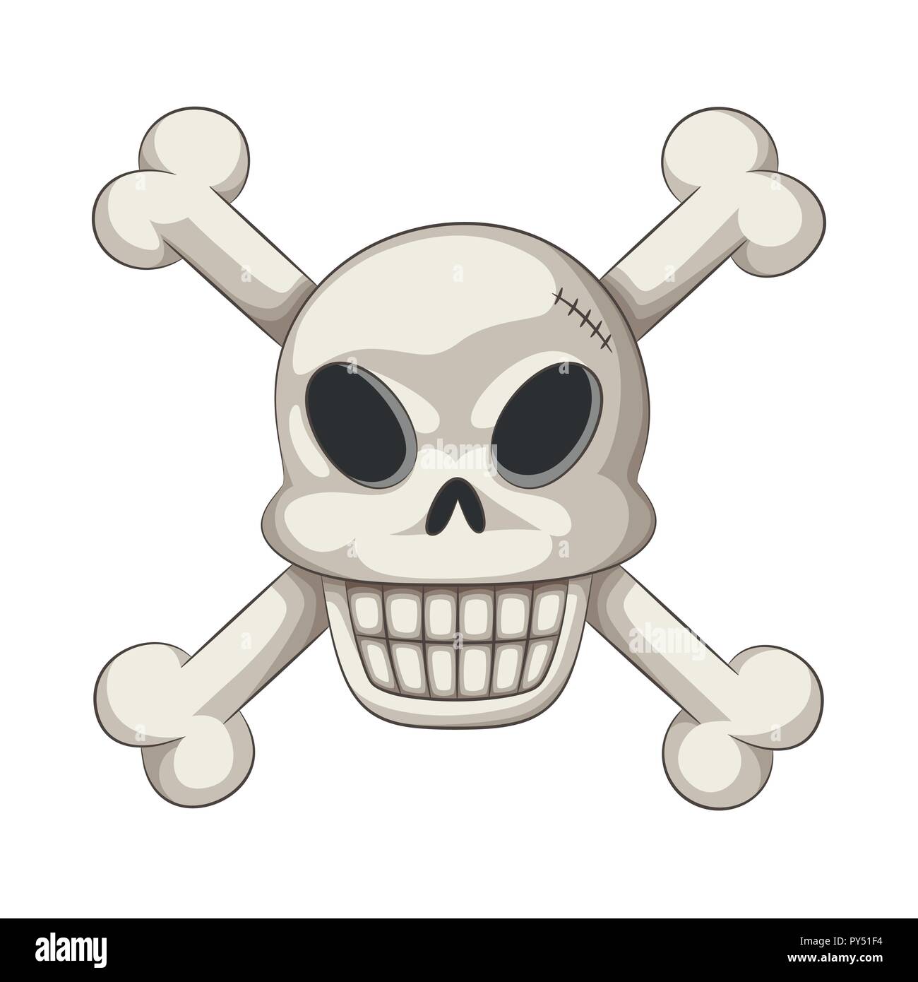 Funny cartoon tête de mort, vector illustration Illustration de Vecteur