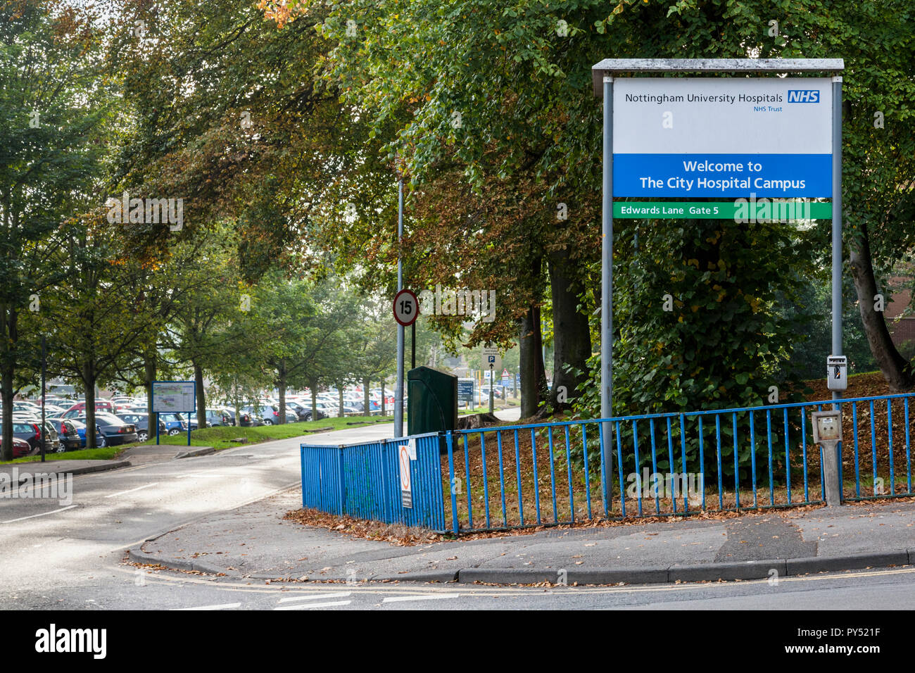 Edwards Lane entrée de l'hôpital de la ville, Nottingham, England, UK Banque D'Images