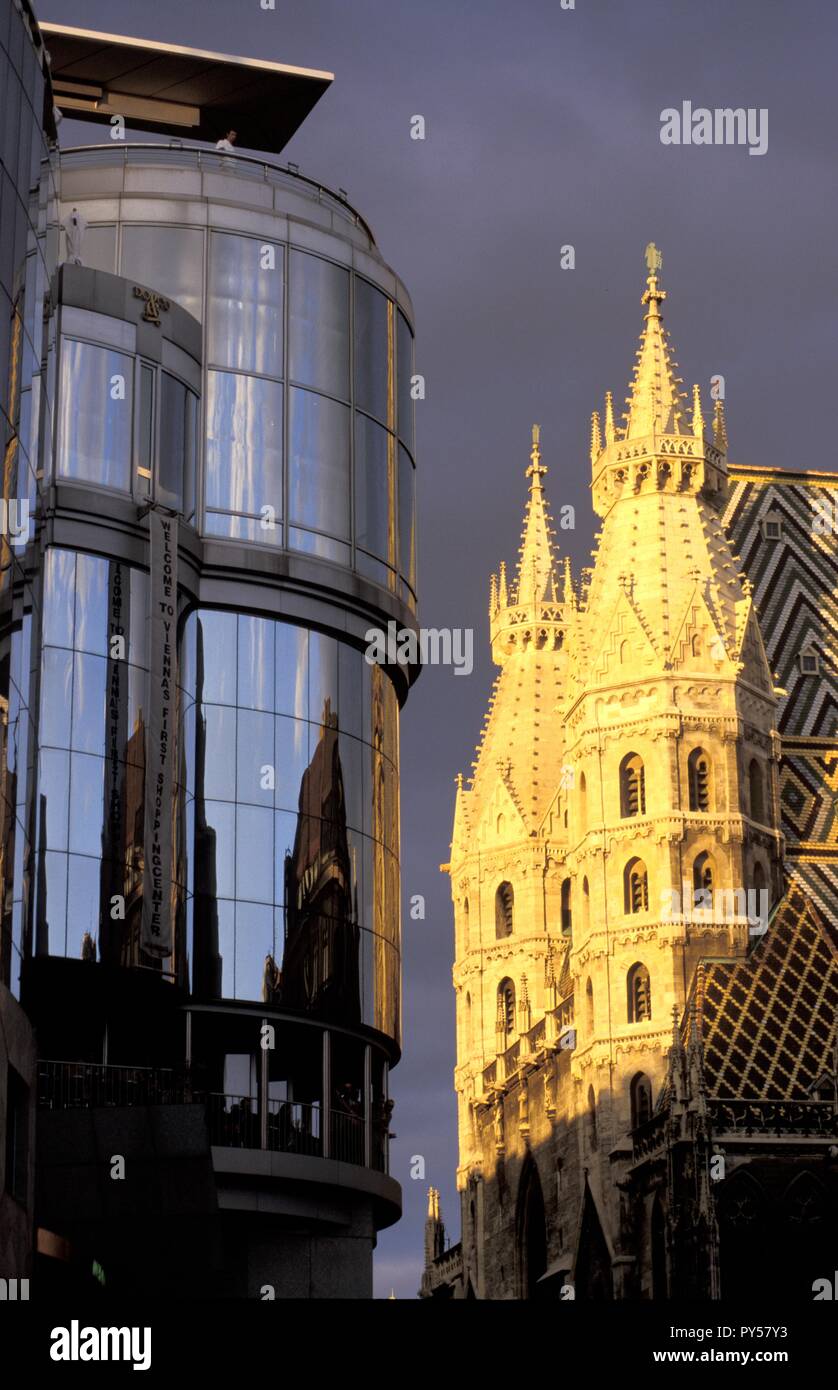 Wien, Stephansdom und Haas-Haus - Vienne, la cathédrale St Stephens et Haas-House Banque D'Images