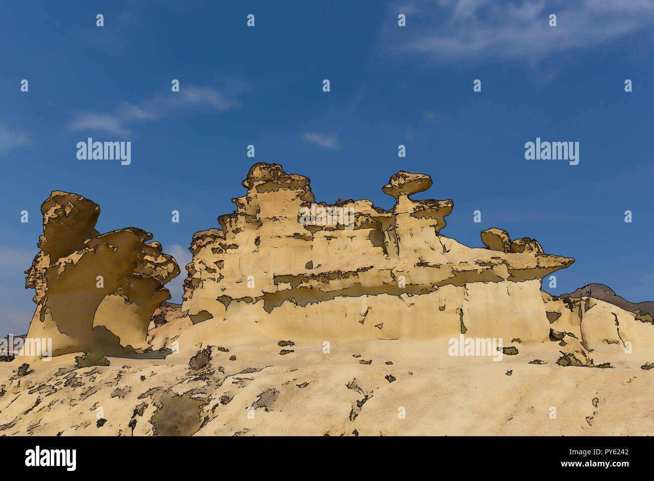 Rock Bolnuevo attraction touristique d'érosions près de Mazarron Espagne illustration Banque D'Images