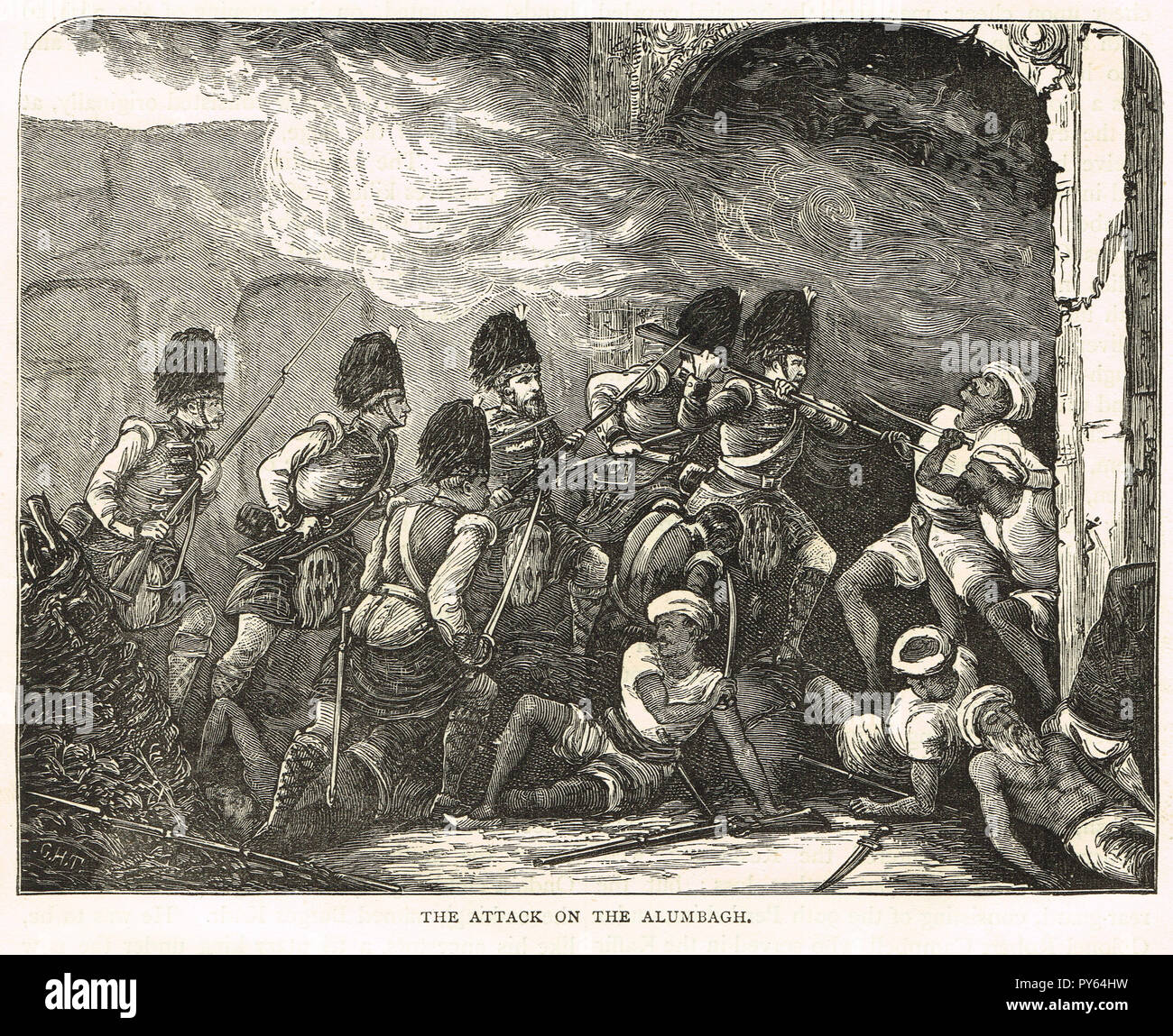 Attaque contre le fort de Alambagh, l'Inde, au cours de la rébellion indienne de 1857 Banque D'Images
