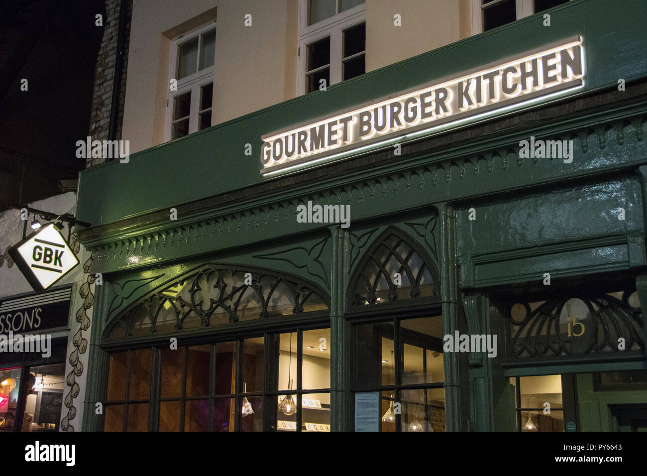 Burger Gourmet en lutte (GBK) sortie de chaîne à Soho, Londres, UK Banque D'Images