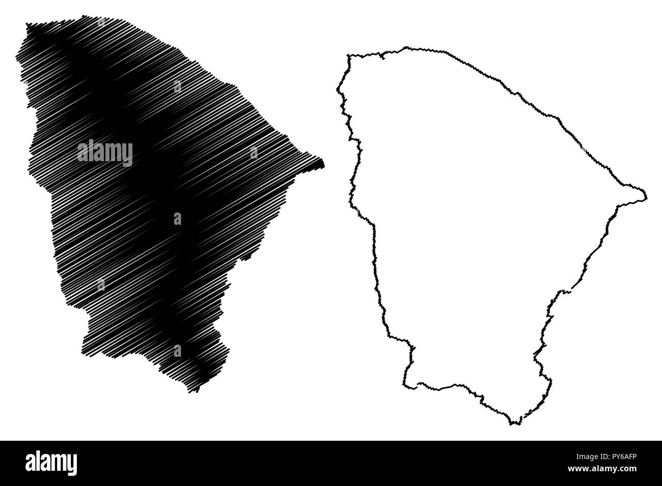 Ceara (Région du Brésil, de l'Etat fédéré, république fédérative du Brésil) map vector illustration gribouillage, croquis du Ceará Illustration de Vecteur