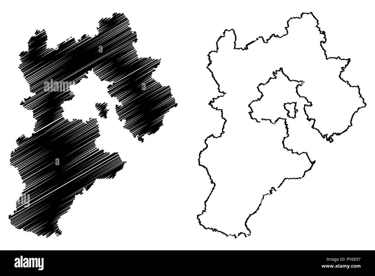 La province de Hebei (divisions administratives de Chine, Chine, République populaire de Chine, RÉPUBLIQUE POPULAIRE DE CHINE) map vector illustration, scribble sketch carte de Hebei Illustration de Vecteur