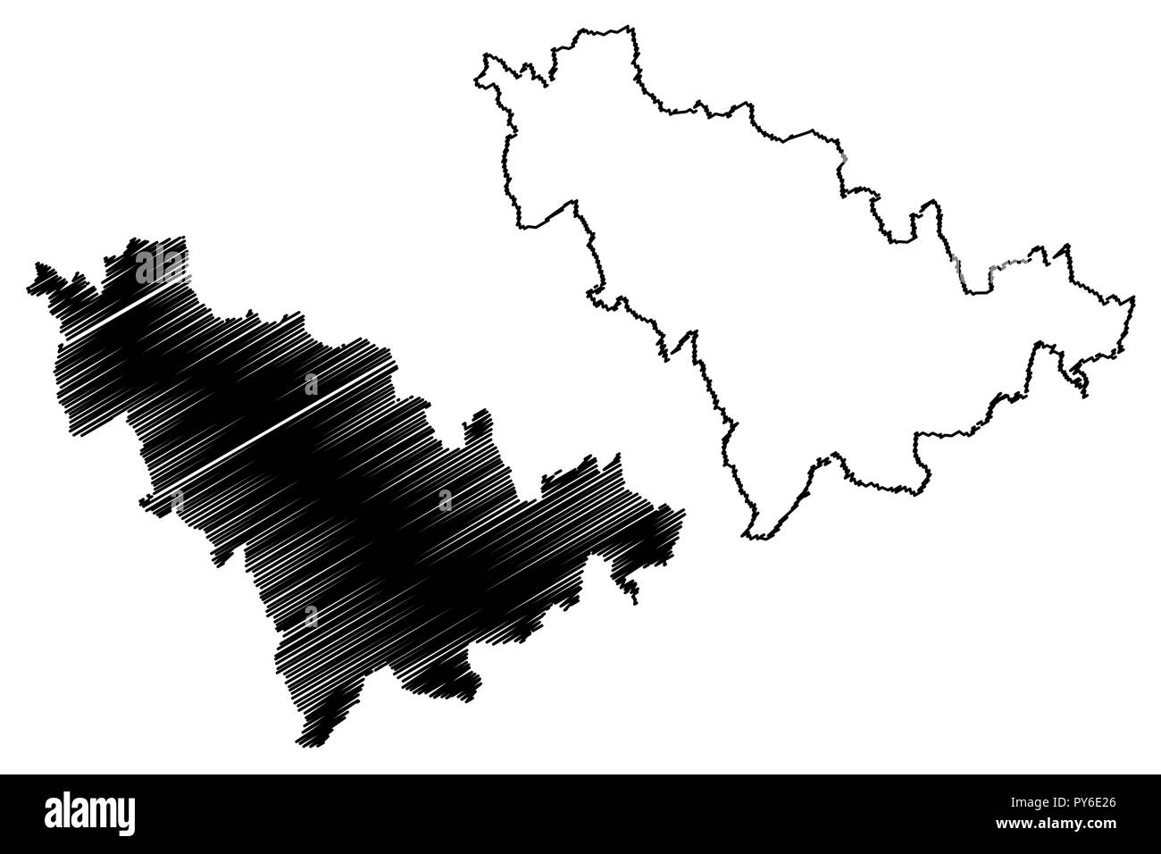 La province de Jilin (divisions administratives de Chine, Chine, République populaire de Chine, RÉPUBLIQUE POPULAIRE DE CHINE) map vector illustration, scribble sketch carte Kirin Illustration de Vecteur