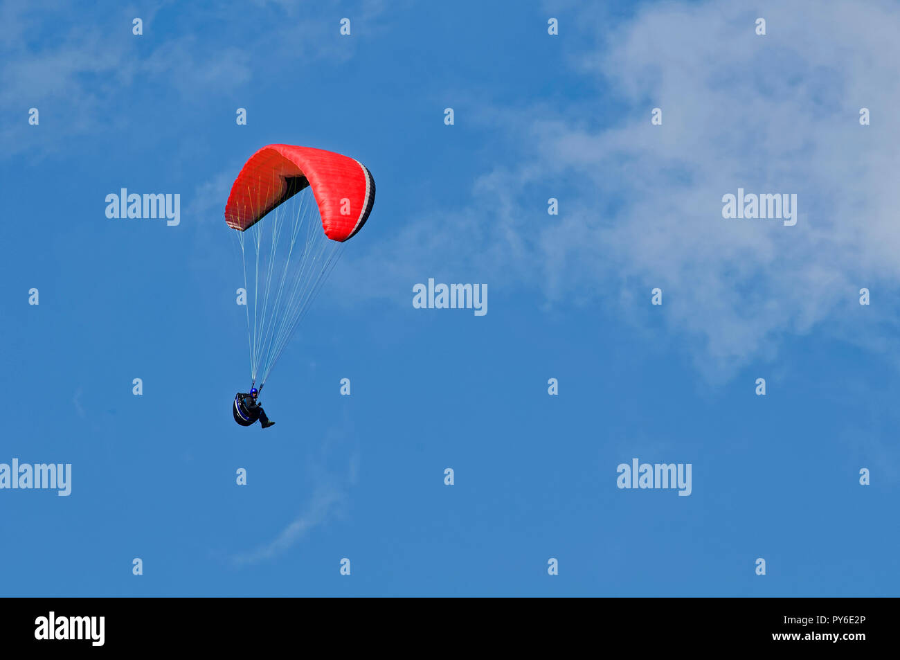 Parapente à la montagne Tegelberg dans les Alpes d'Ammergau, près de Schwangau, district d'Ostallgäu, Allgäu, Bavière, Allemagne Banque D'Images