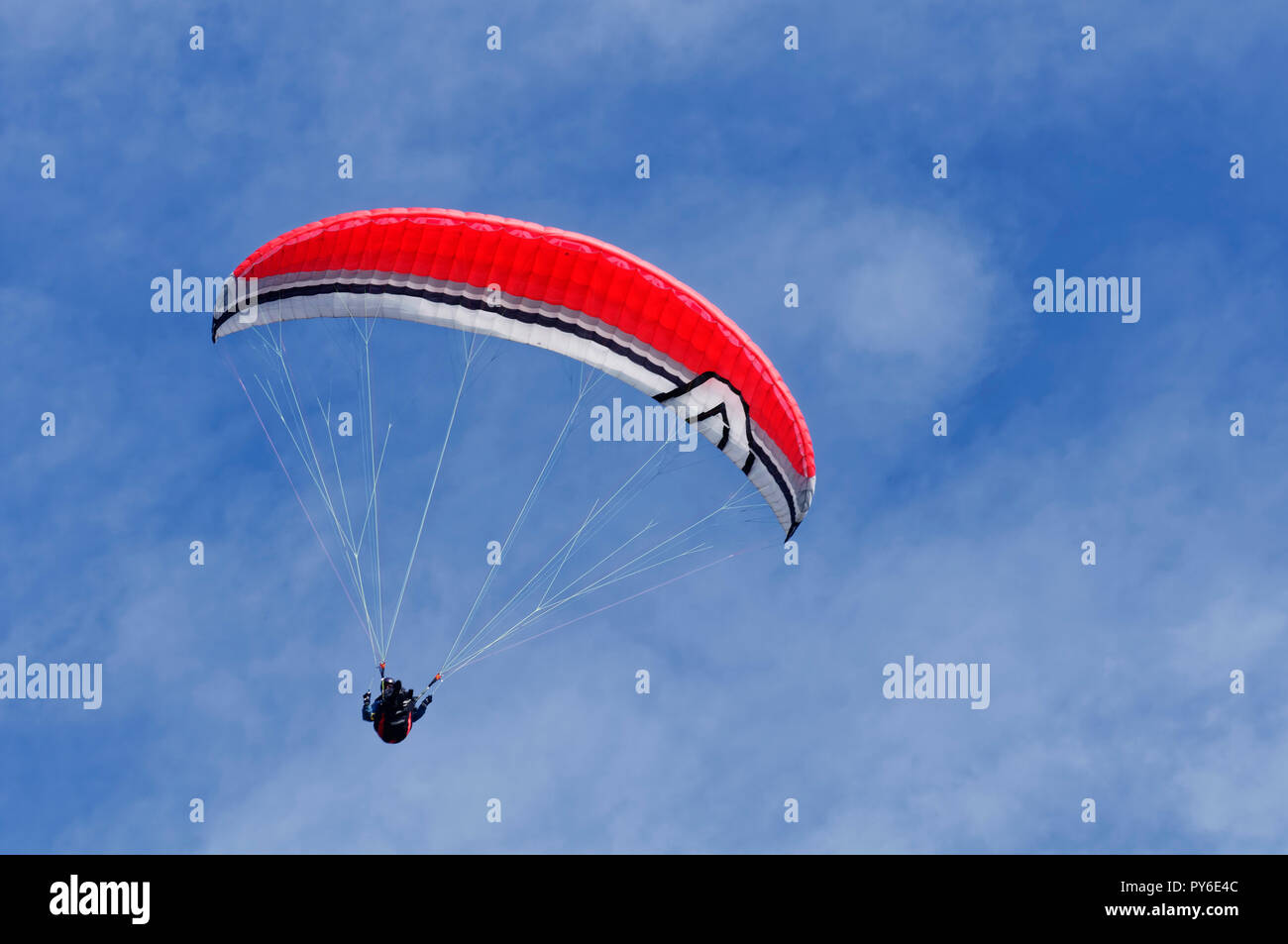 Parapente à la montagne Tegelberg dans les Alpes d'Ammergau, près de Schwangau, district d'Ostallgäu, Allgäu, Bavière, Allemagne Banque D'Images
