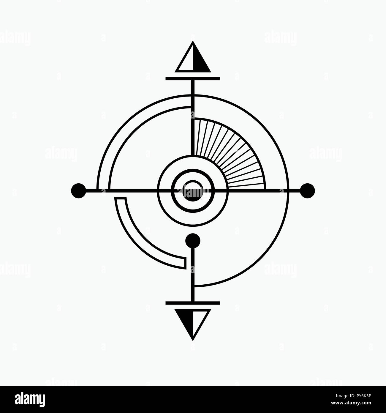 Symbole géométrique abstraite. Signe de la géométrie sacrée. Concept de l'imagination, la magie, l'alchimie, la religion, la philosophie, la spiritualité, l'occultisme, la créativité. Li Illustration de Vecteur