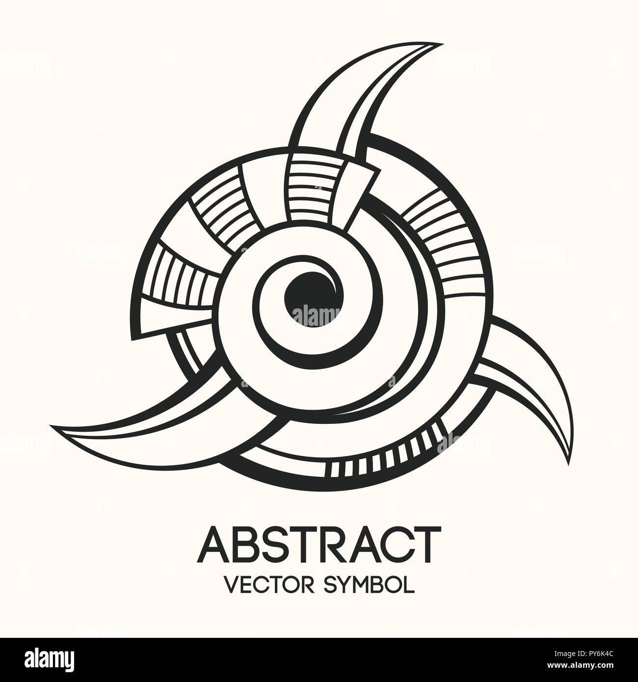 Symbole géométrique abstraite. Concept de l'imagination, la magie, l'alchimie, la religion, la philosophie, la spiritualité, l'occultisme, la créativité. Logo linéaire et spiritua Illustration de Vecteur