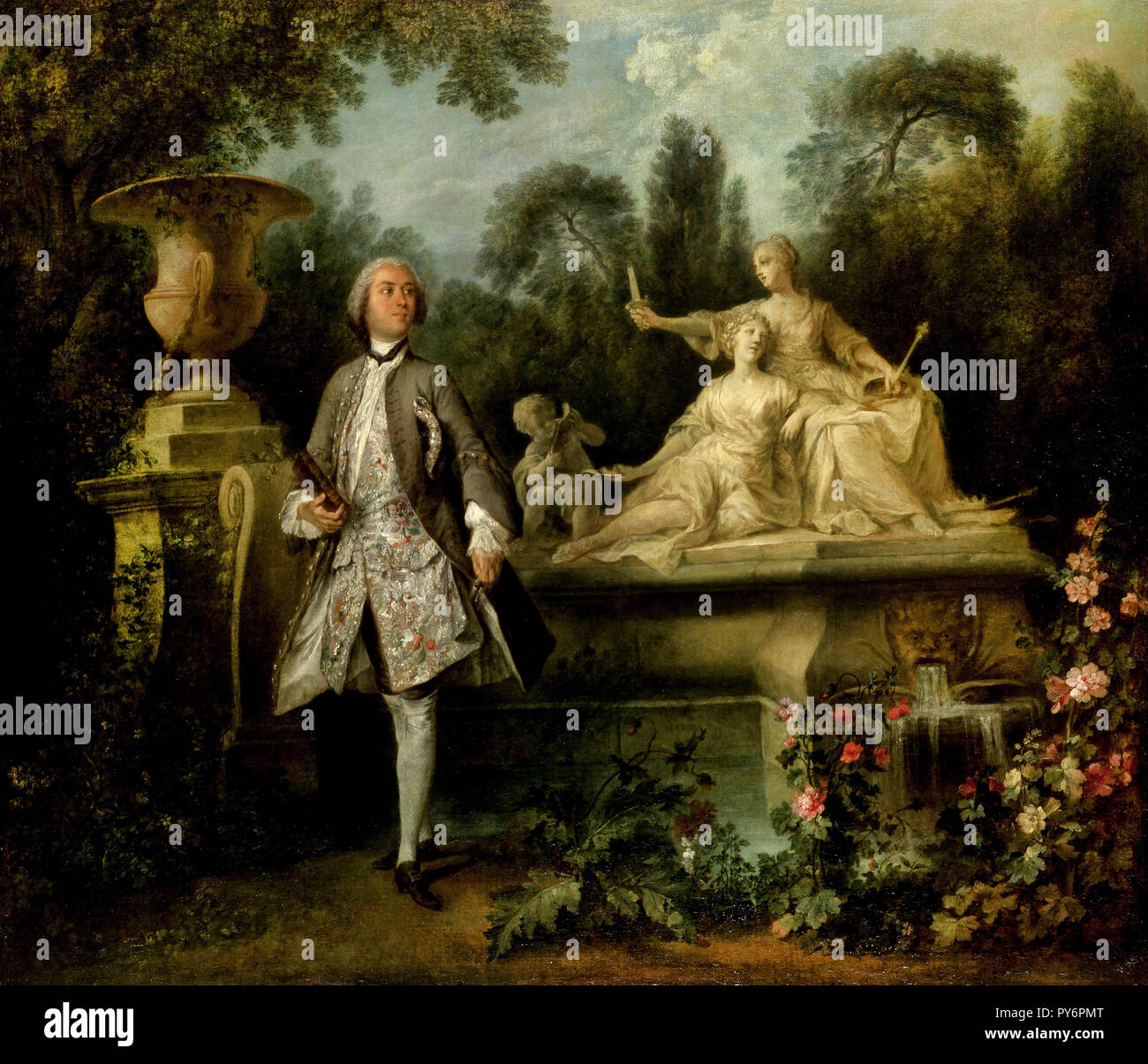 Nicolas Lancret, Portrait de l'Acteur Grandval, vers 1742 huile sur toile, Indianapolis Museum of Art, USA. Banque D'Images